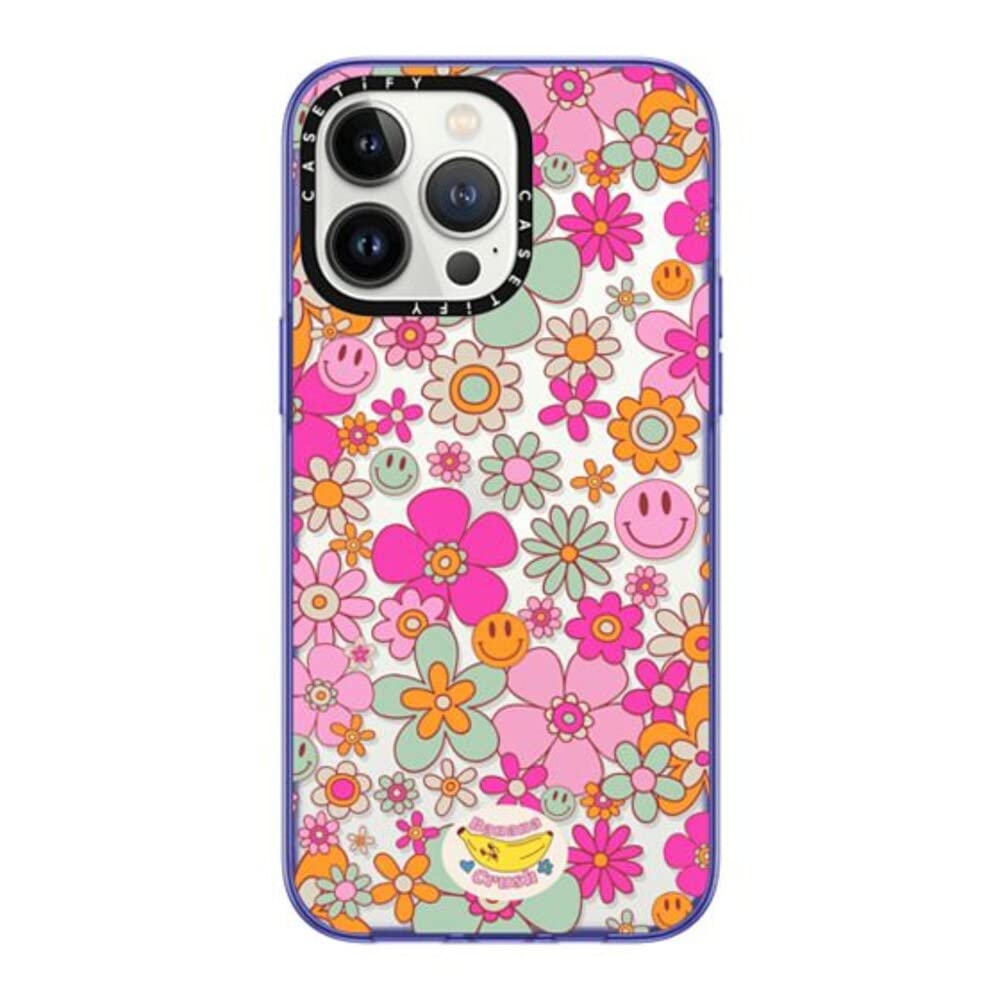 Casetify Compact Iphone 14 Pro Max Case [2X Military Grade Drop Tested / 4Ft Drop Protection]   Groovy Pattern Clear   Peri Purp