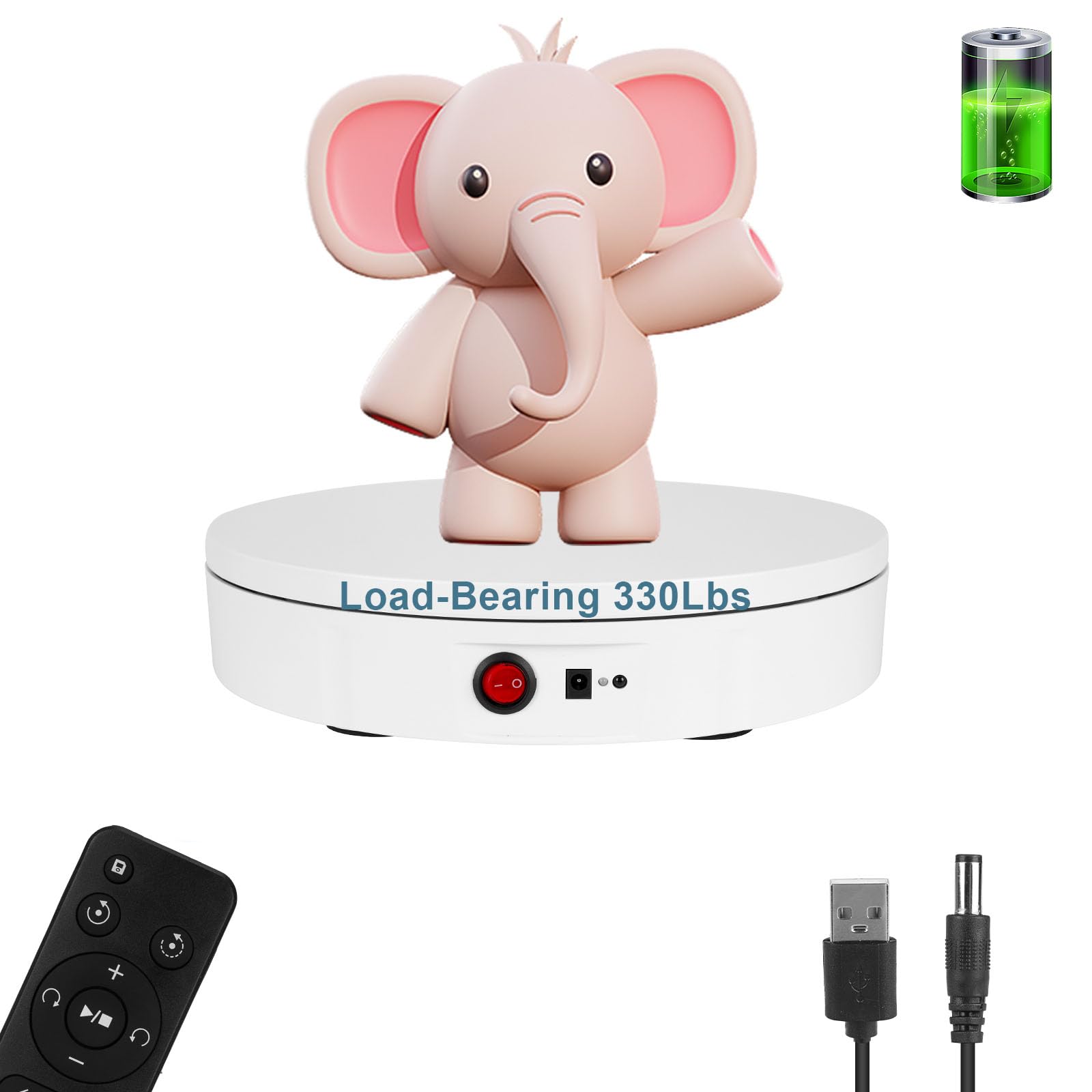 Motorized Rotating Display Stand, Rechargeable 360 Degree Electric Rotating Turntable for Photography Products Display, Live Vid