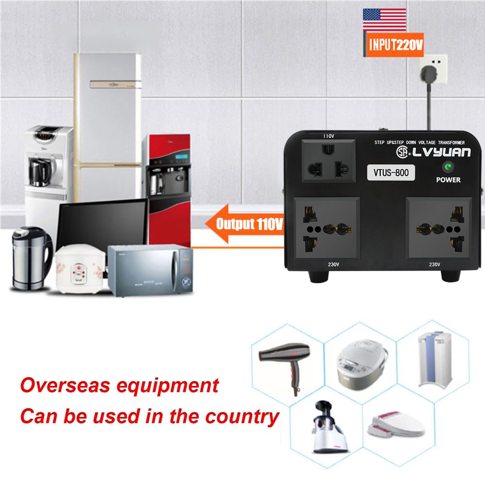 Cantonape Voltage Transformer Converter 800 Watt Step Up/Down Convert From 110 120 Volt To 220 240 Volt And From 220 240 Volt To