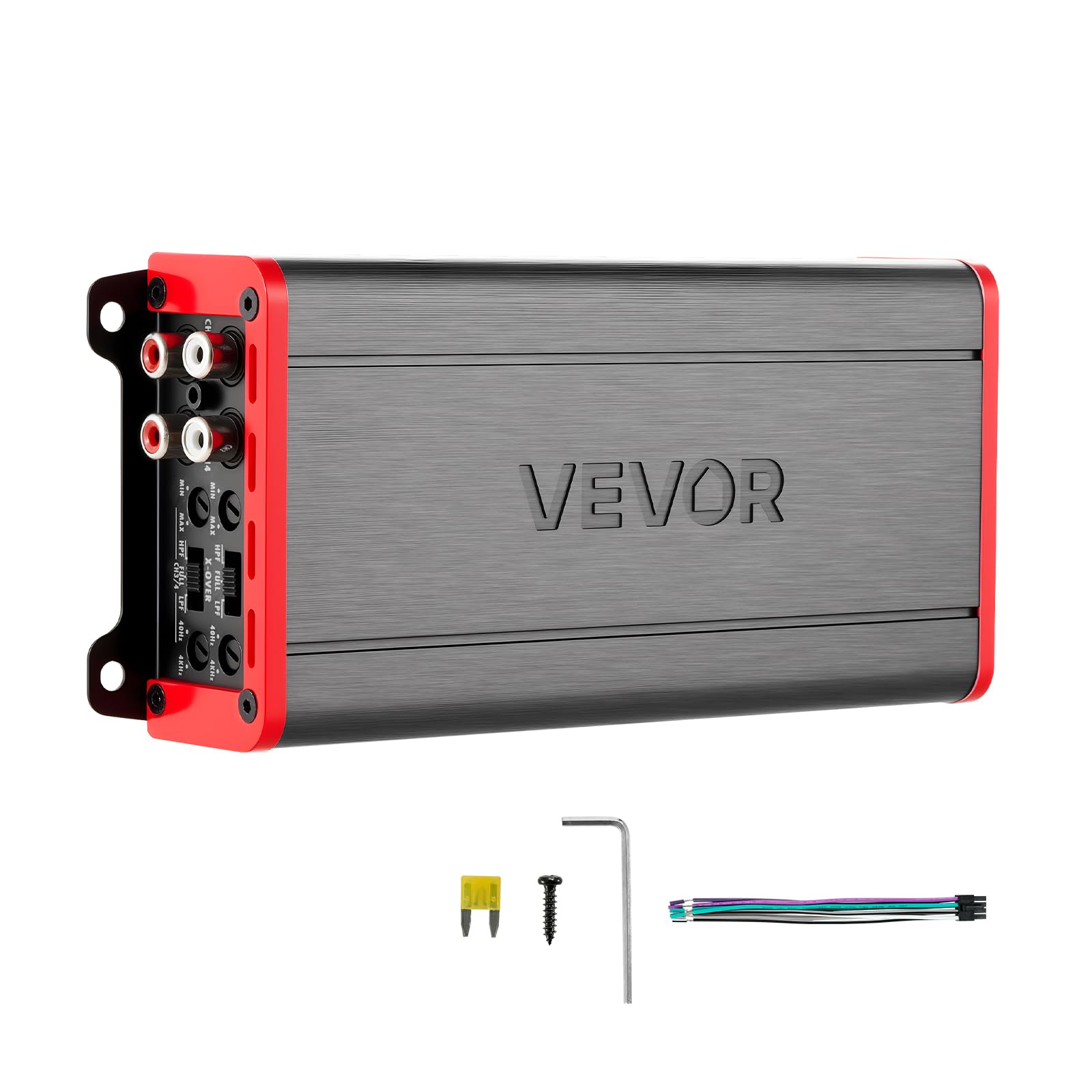 VEVOR 4 Channel Car Audio Amplifier 2 Ohm Stable Bridgeable Class D Full Range Amp Max Power 4 x 272W @ 4 Ohm / 4 x 400W @ 2 Ohm