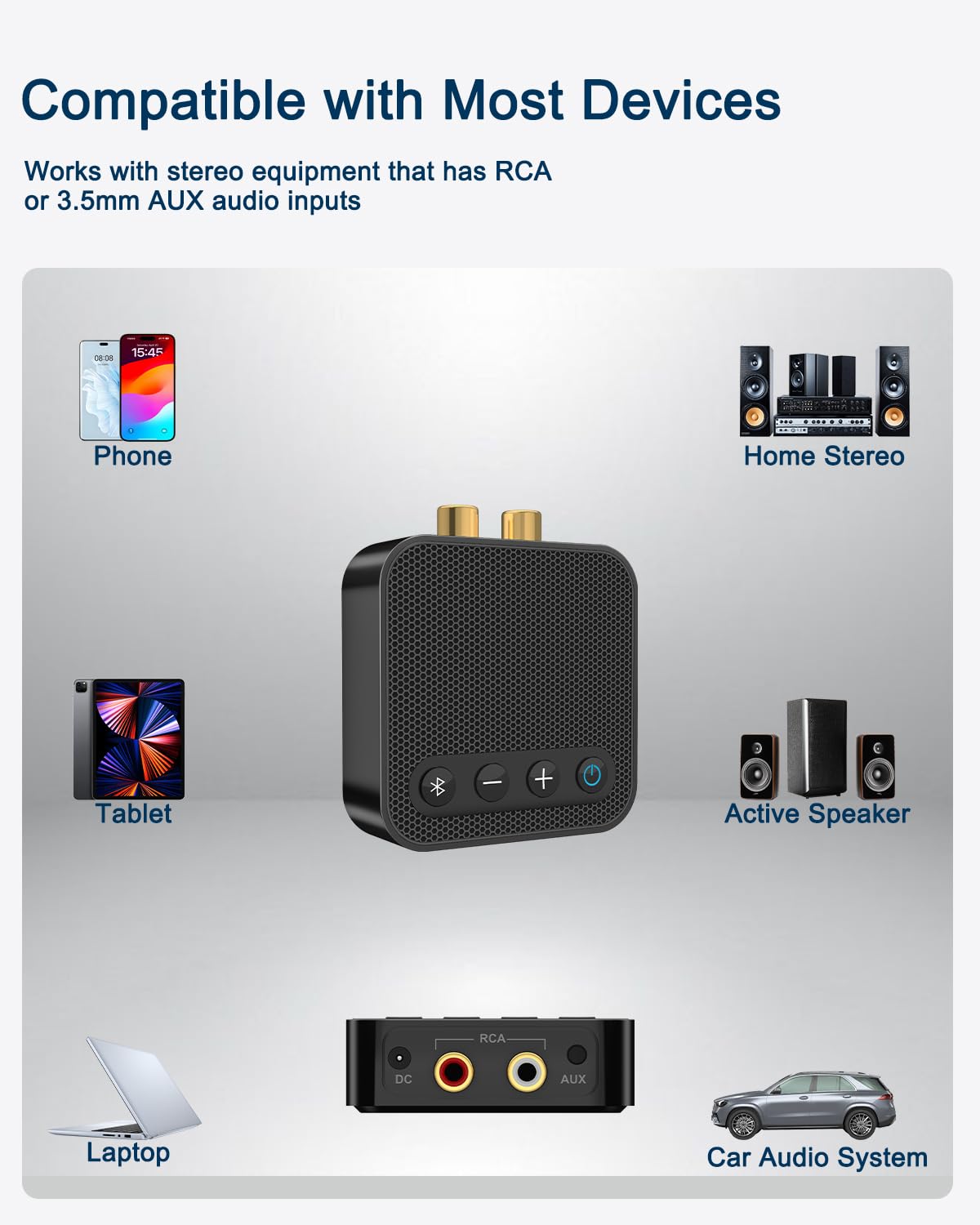 Bluetooth To Rca Adapter For Stereo Receiver   Bluetooth Receiver With Volume Control Wireless Audio Adapter Works With Smartpho