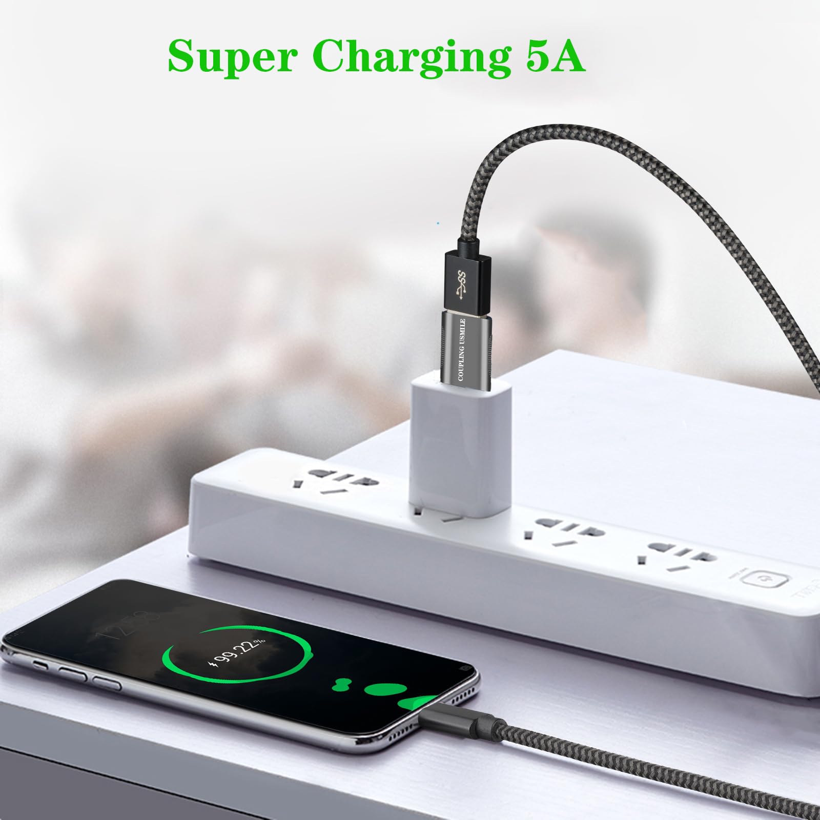 COUPLING USMILE USB C to USB A Adapter 2 Pack 10Gbps High-Speed OTG Zinc Alloy Silver