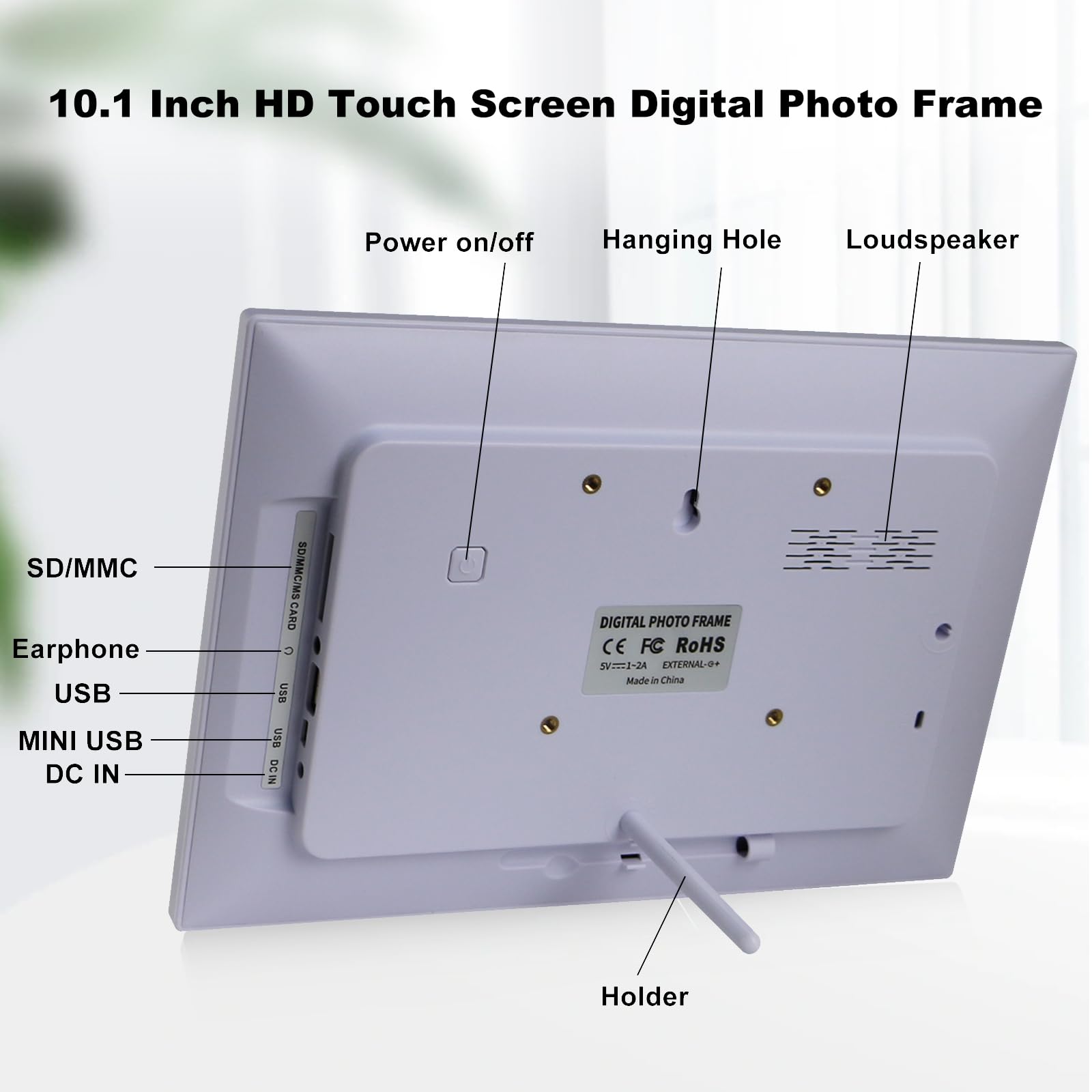 10.1 Inch Wifi Digital Picture Frame, 1920 * 1200 Ips Touch Screen Hd Display Smart Digital Frame With 16Gb Storage, Auto Rotate