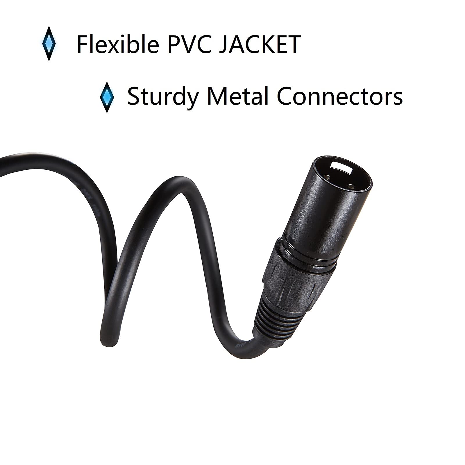 Mfl. 25 Ft Flexible Dmx Cable 3 Pin Signal Xlr Male To Female Cable Wire For Stage Lighting Dj Lights, 110 Ohms Impedance, Black