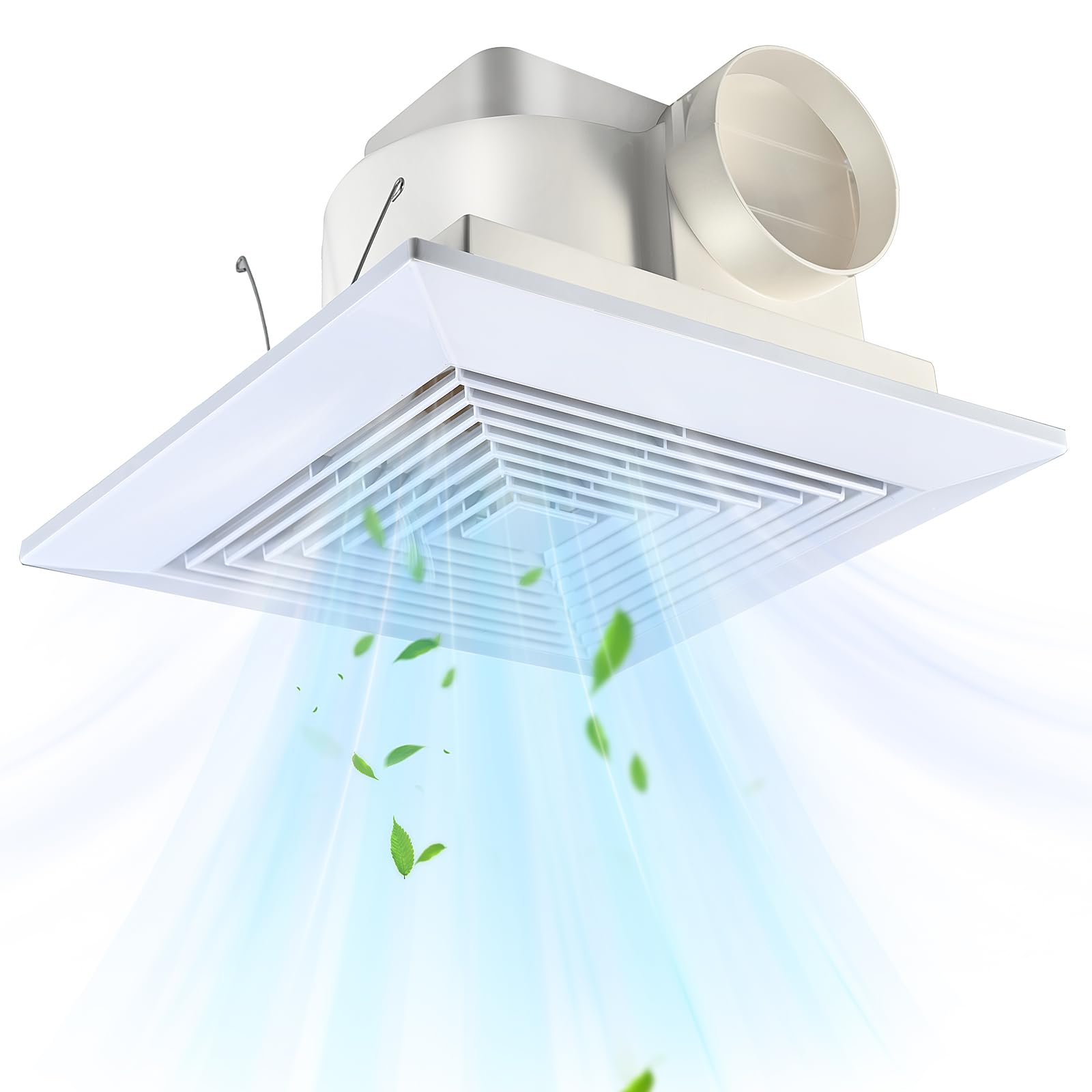 Feiton 110 Cfm Bathroom Fan Exhaust Fan Ceiling Mount, 26W, 110V, 1.0 Sones, Square Quiet Ventilation Fan, 4 In Duct, 9.1 X 9.1