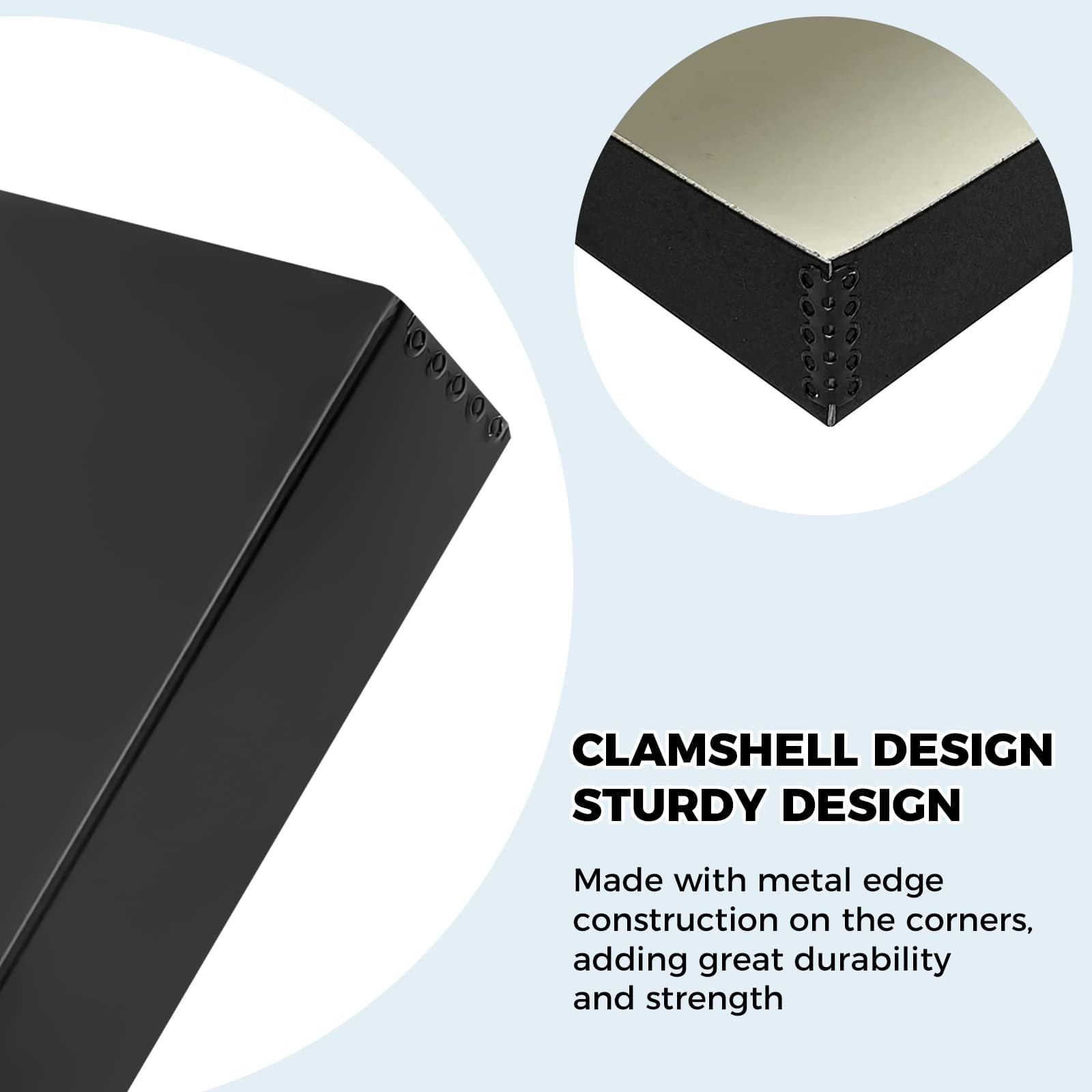 Golden State Art, Archival Folio Storage Box 11X14, Clamshell Design With Metal Edge, Preserve And Store Photos Documents Cards Prints Arts And Crafts Diy, Black, Pack Of 2