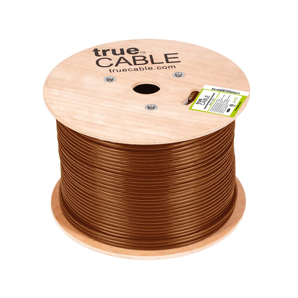 Truecable Cat6 Direct Burial, Gel Filled, 1000Ft, Brown, Waterproof, Cmx, 23Awg Solid Bare Copper, 550Mhz, Poe++ (4Ppoe), Etl Listed, Unshielded Utp, Bulk Ethernet Cable