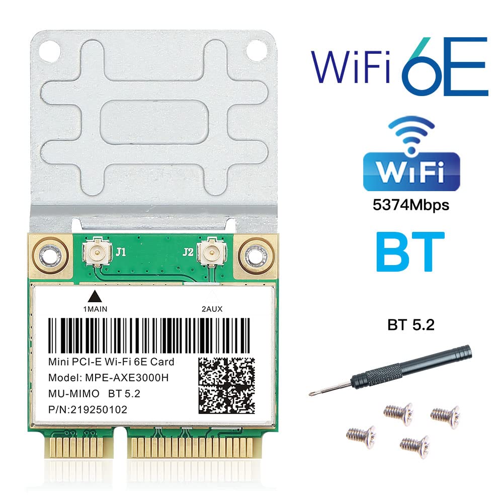 Wifi 6E Half Mini Pci E Wifi Network Card 802.11Ax Ac Mpe Axe3000H 2.4Ghz 5Ghz 6Ghz 5400Mbps Wireless Card Bt5.2 Mu Mimo Mini Pc