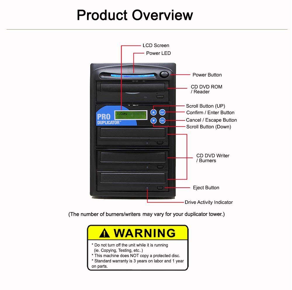 Produplicator 1 To 7 24X Burner Cd Dvd Duplicator   Standalone Copier Duplication Tower