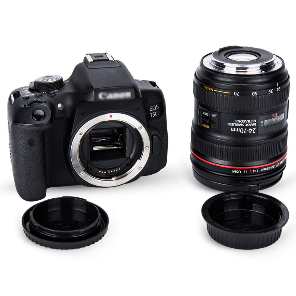 Rear Lens Cap & Body Cap Cover Set For Canon Ef Ef S Mount Camera 90D 80D 77D 70D T8I T7 T7I T6 T6I T5I Sl3 Sl2 7D Mark Ii 6D Ma