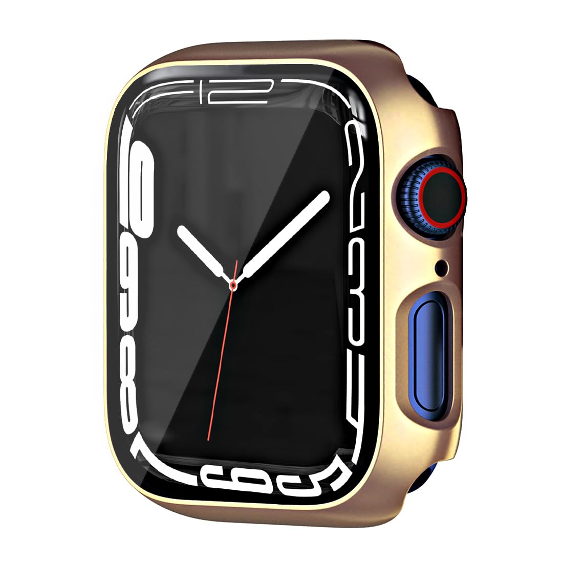 HANKN 44mm Hard Plated Case Compatible with Apple Watch Series 6 5 4 Se 44mm Tempered Glass Screen Protector, Full Coverage Shoc