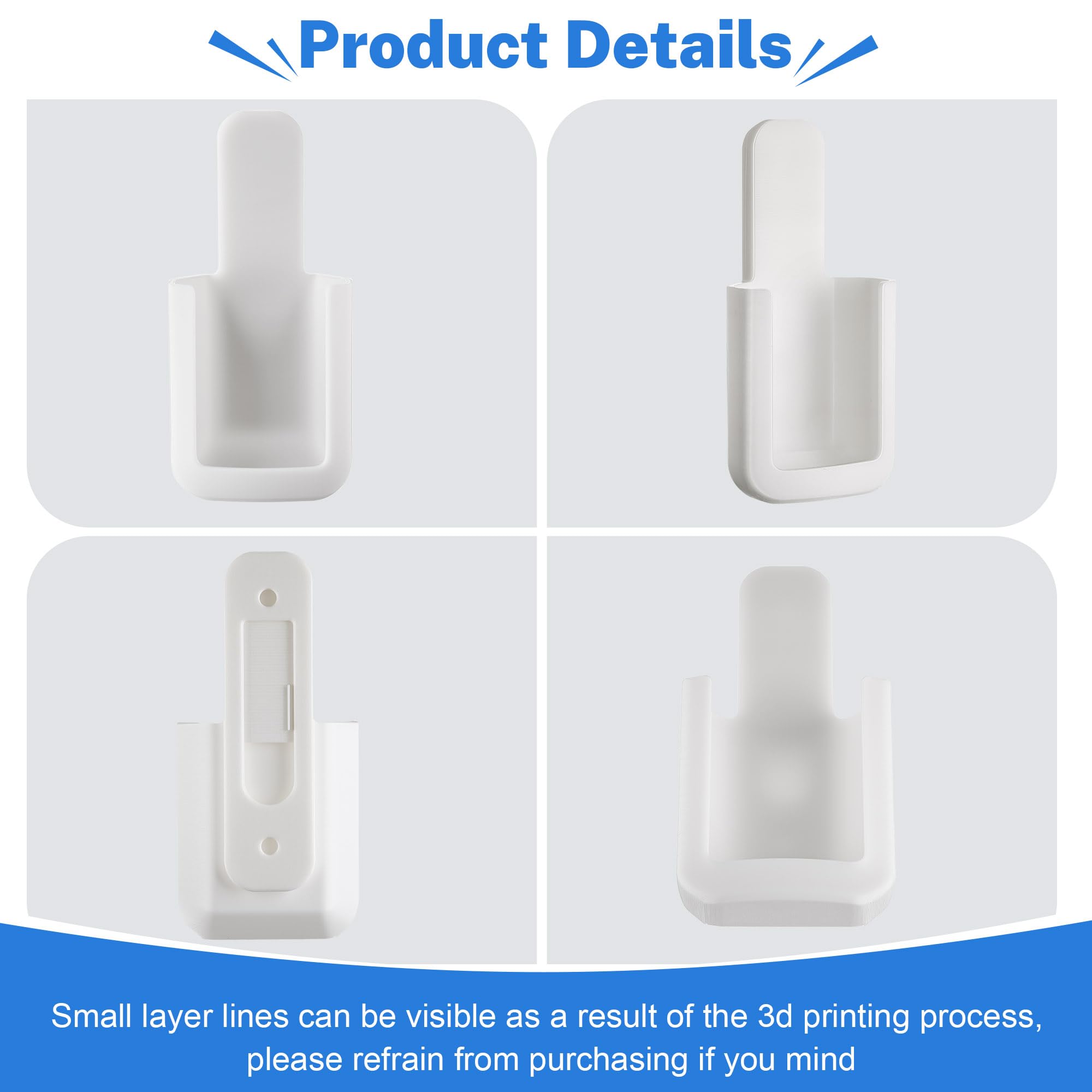 Saillong 1 Pack Ceiling Fan Remote Control Holder With Screws Wall Mount Fan Remote Bracket (White)