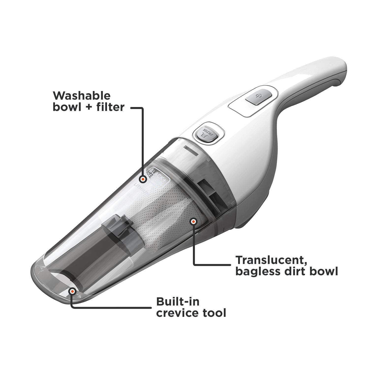 Black+Decker Handheld Vacuum 2Ah, Power White (Hnv220Bcz10Ff)