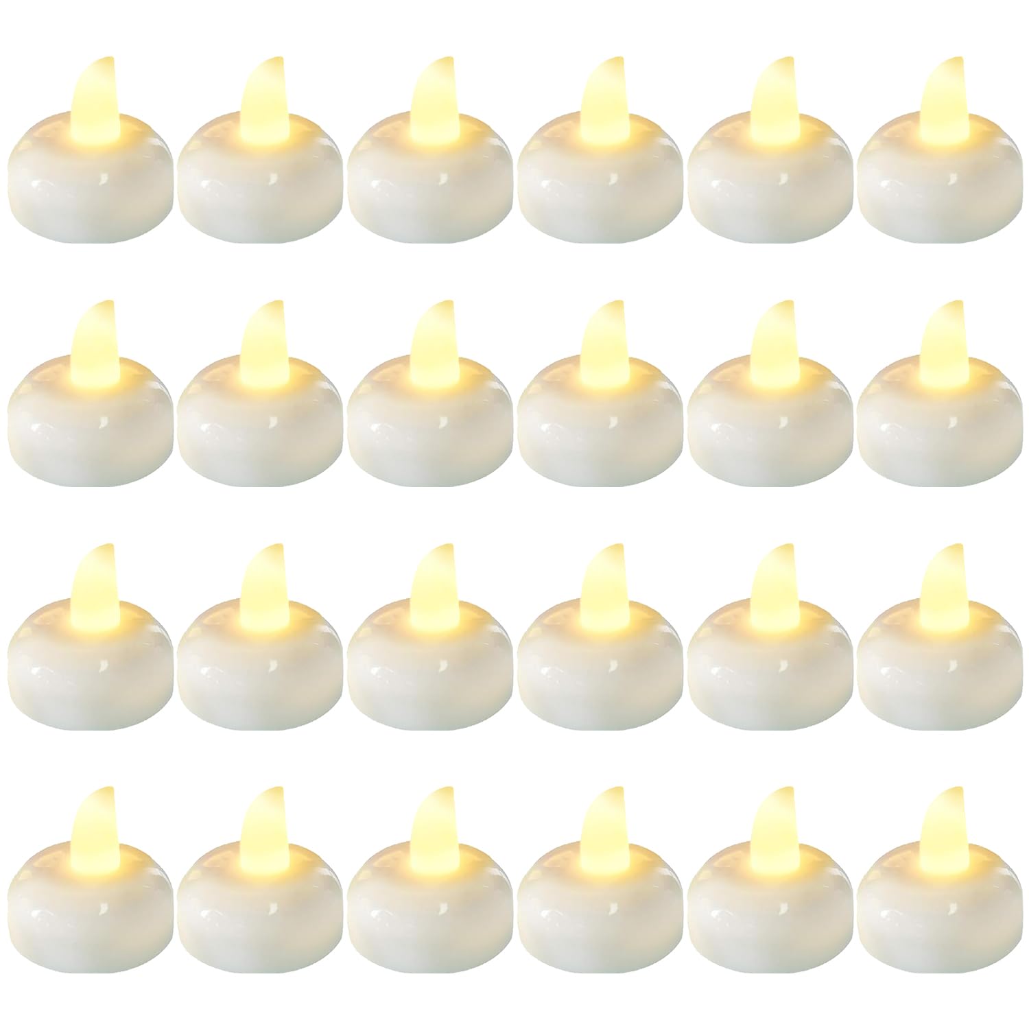 TLNFHRPI 24pcs Warm White Flameless Waterproof LED Floating Candles,Battery Powered Outdoor Waterproof Flashing Tea lamp Voting 