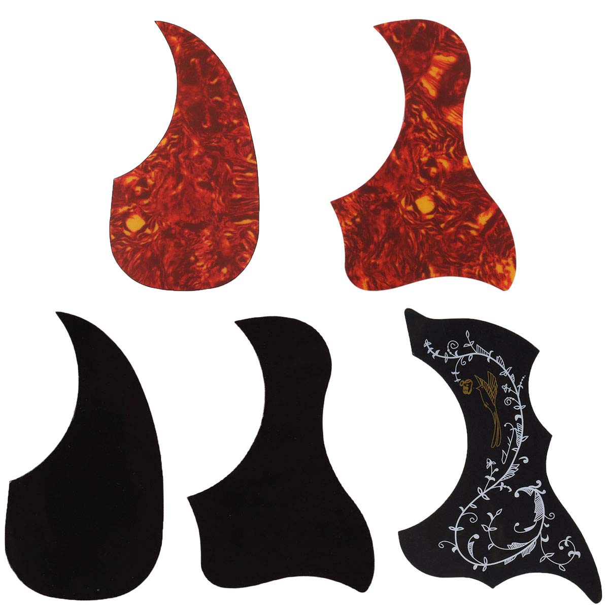 Pakala66 Acoustic Guitar Pickguard Pack Of 5, Hummingbird And Water Shaped Self Adhesive