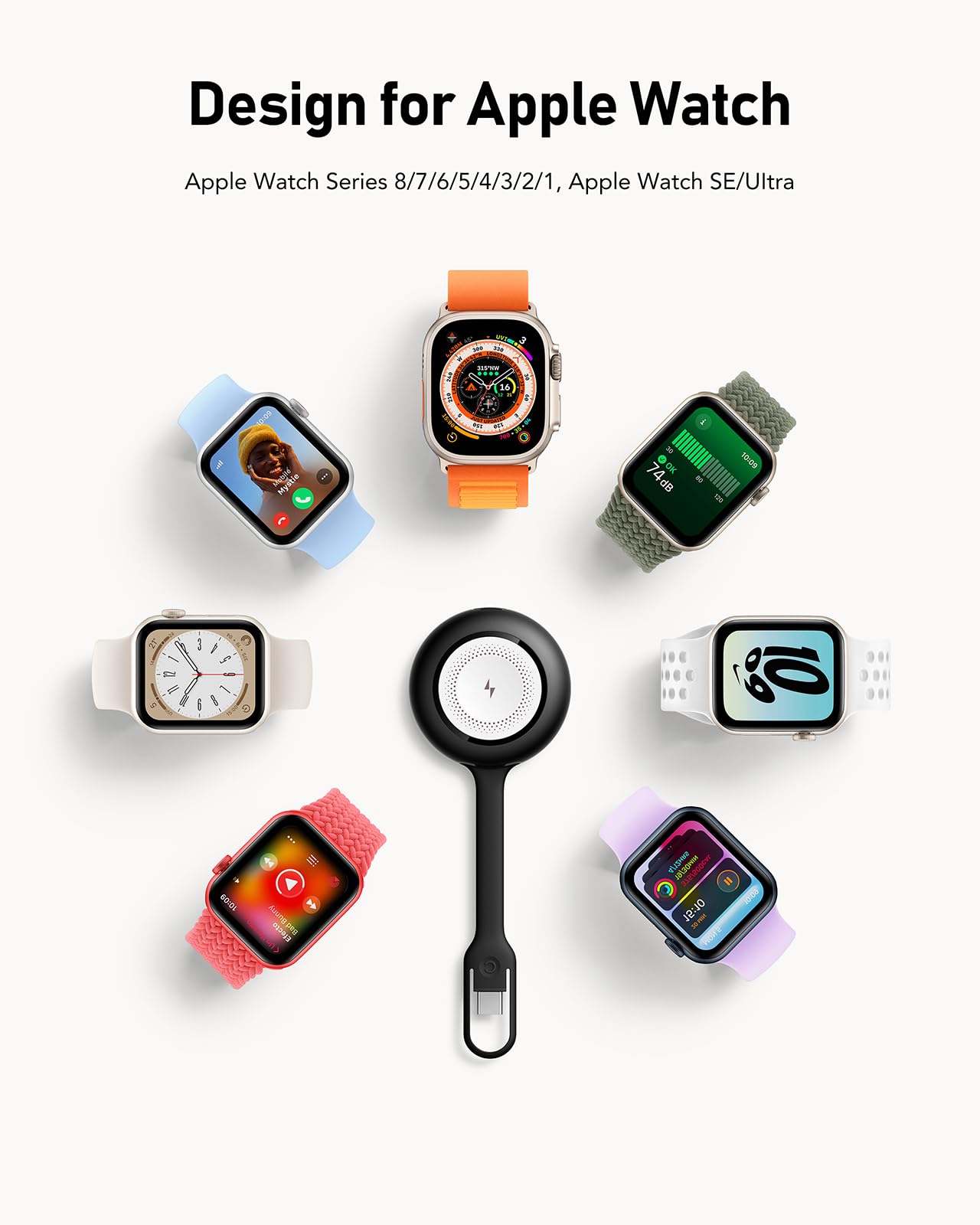 Weefancy Portable Apple Watch Charger, 1200Mah Magnetic Keychain Wireless Power Bank For Iwatch, Portable Smart Watch Charger Fo