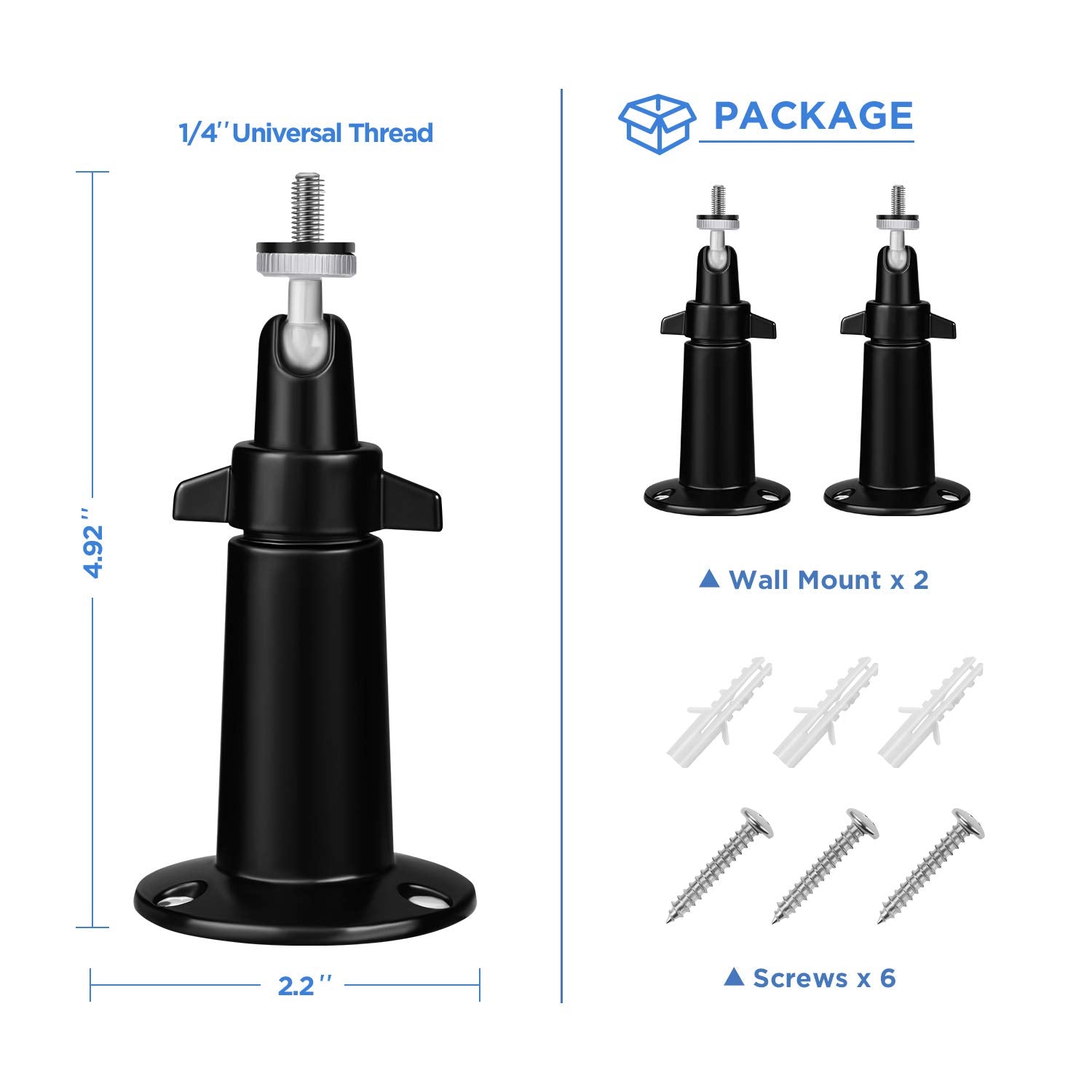 Olaike Smart Home Adjustable Indoor/Outdoor Metal Wall Mount (2 Pack) For Ring Stick Up Cam Wired/Battery & Indoor Cam, Eufy Cam