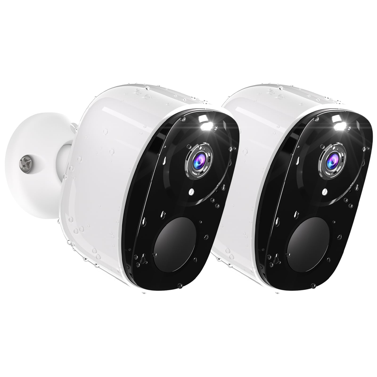 2Pcs 2K Security Camera Wireless Outdoor, Surveillance Indoor Home Camera, Battery Powered Wifi Security Cameras With Color Nigh