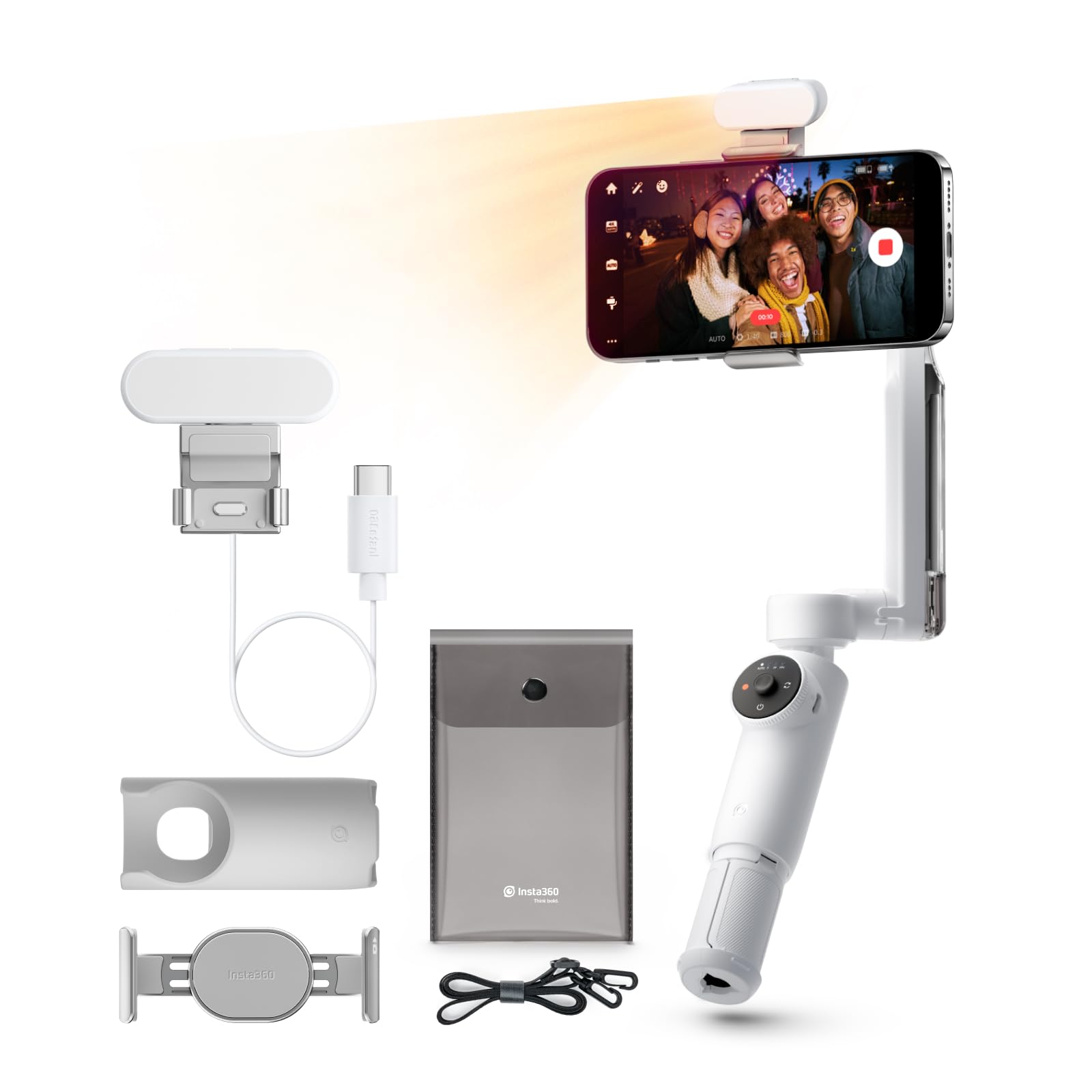 Insta360 Flow Creator Kit - Smartphone Gimbal with AI Tracking, Smartphone Gimbal, 3-Axis Stabilization, Integrated Selfie Stick