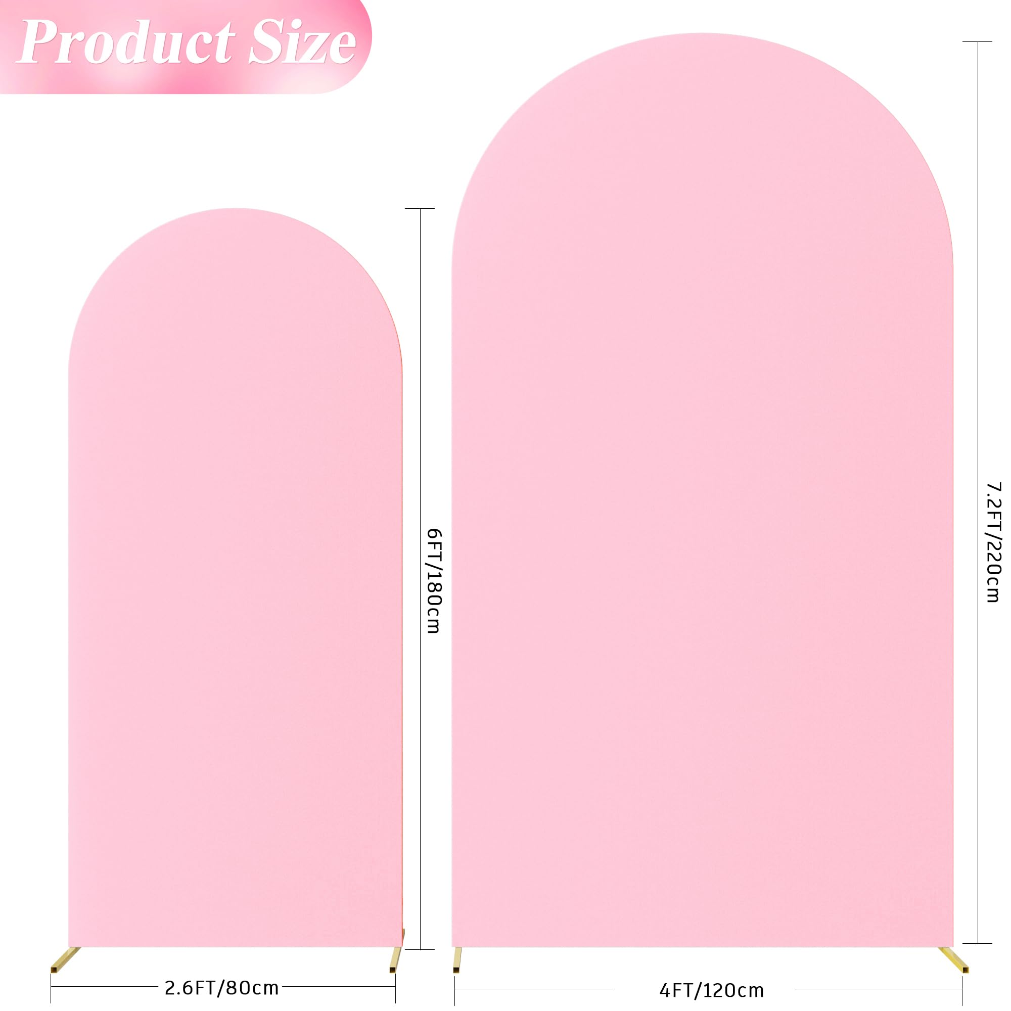 Wokceer Wedding Arch Cover 7.2Ft, 6Ft Spandex Fitted Wedding Arch Stand Covers 2 Set Round Top Chiara Arch Backdrop Stands Cover