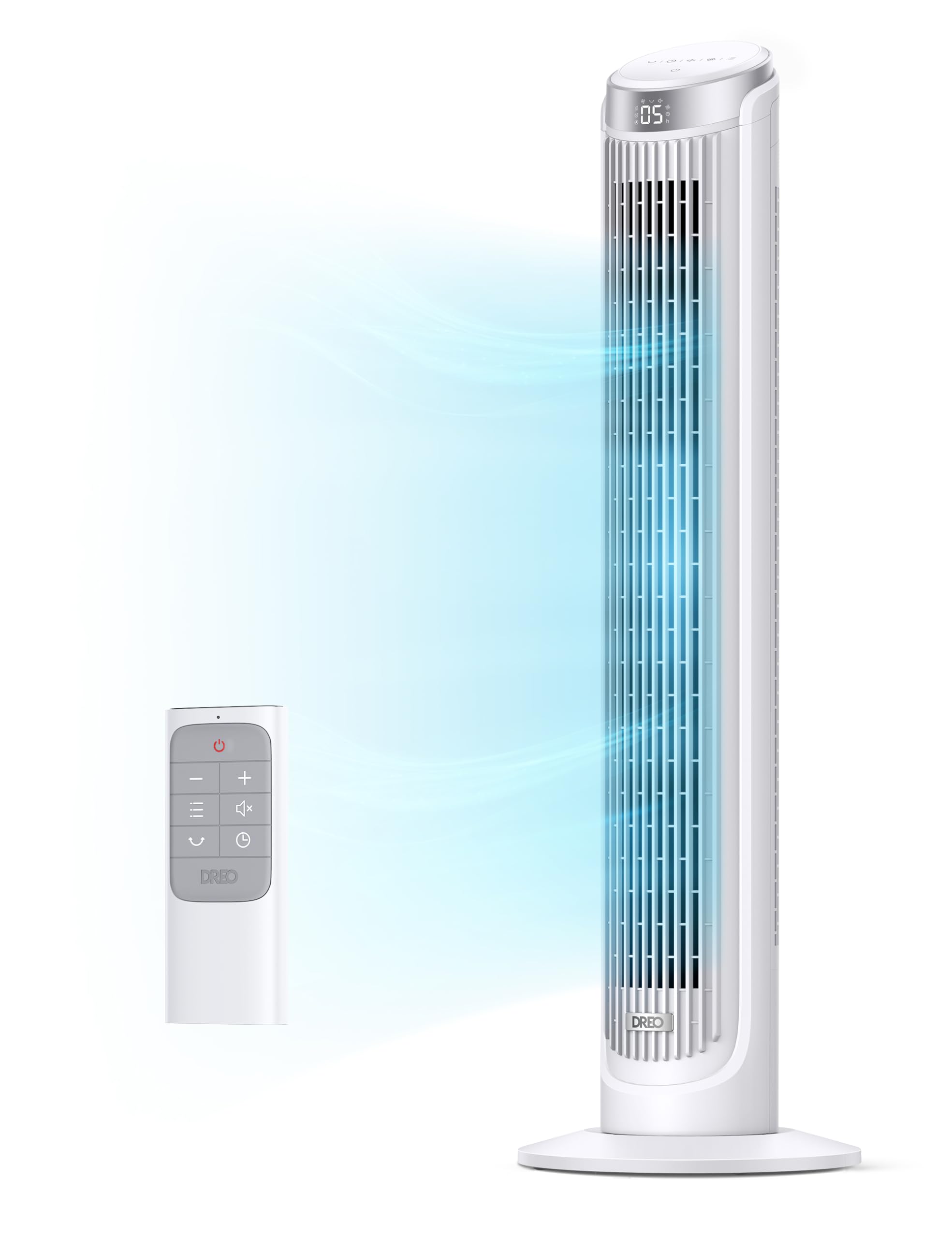 Dreo Tower Fans For Bedroom, 90?Oscillating Fans For Indoors,5 Speeds 4 Modes Max 26Ft/S, 12H Timer, Led Display With Touch, Rem