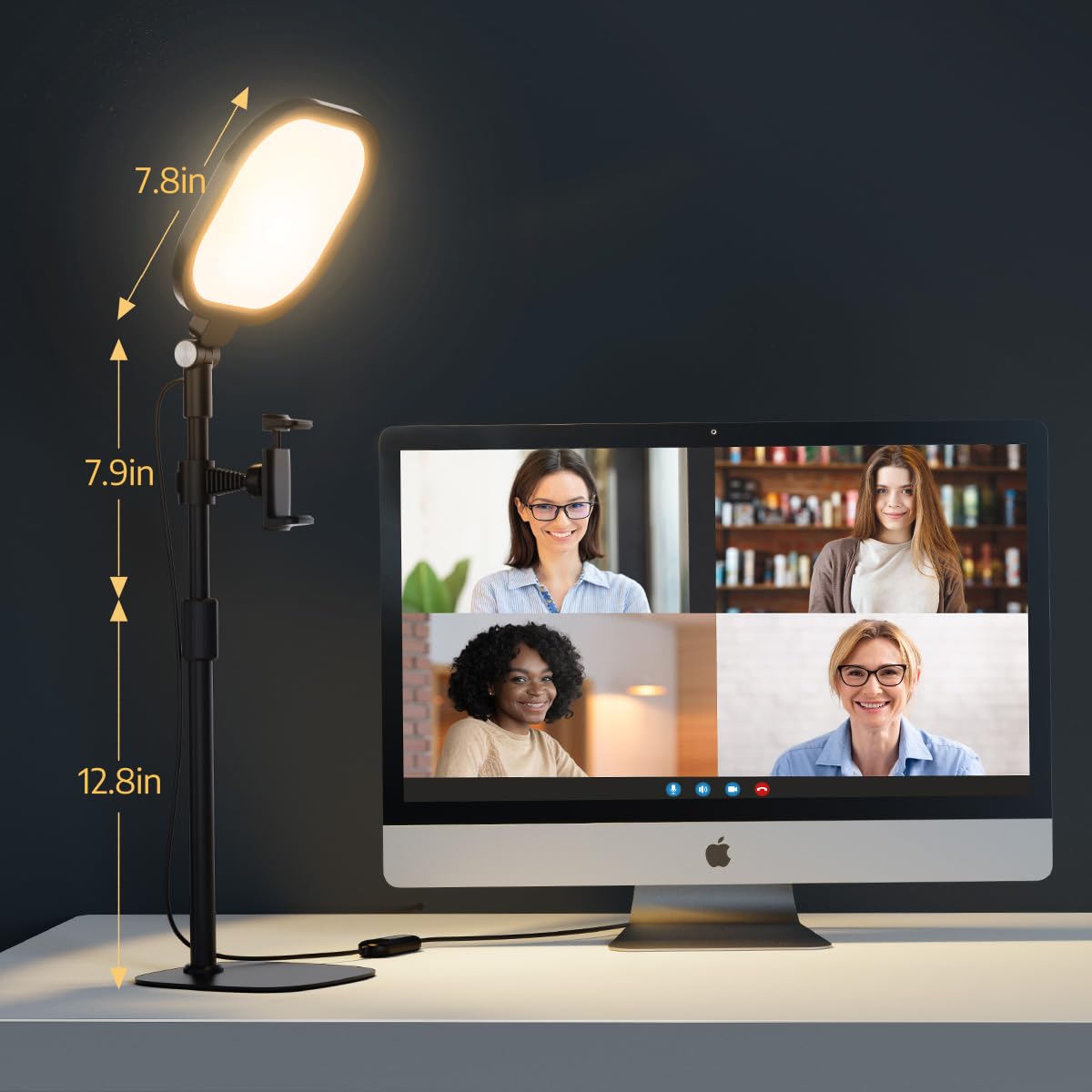 1Pack Video Conference Lighting For Zoom Meeting, Computer, Laptop, Ring Light With Stand For Desk With Nature Soft Light, Adjus