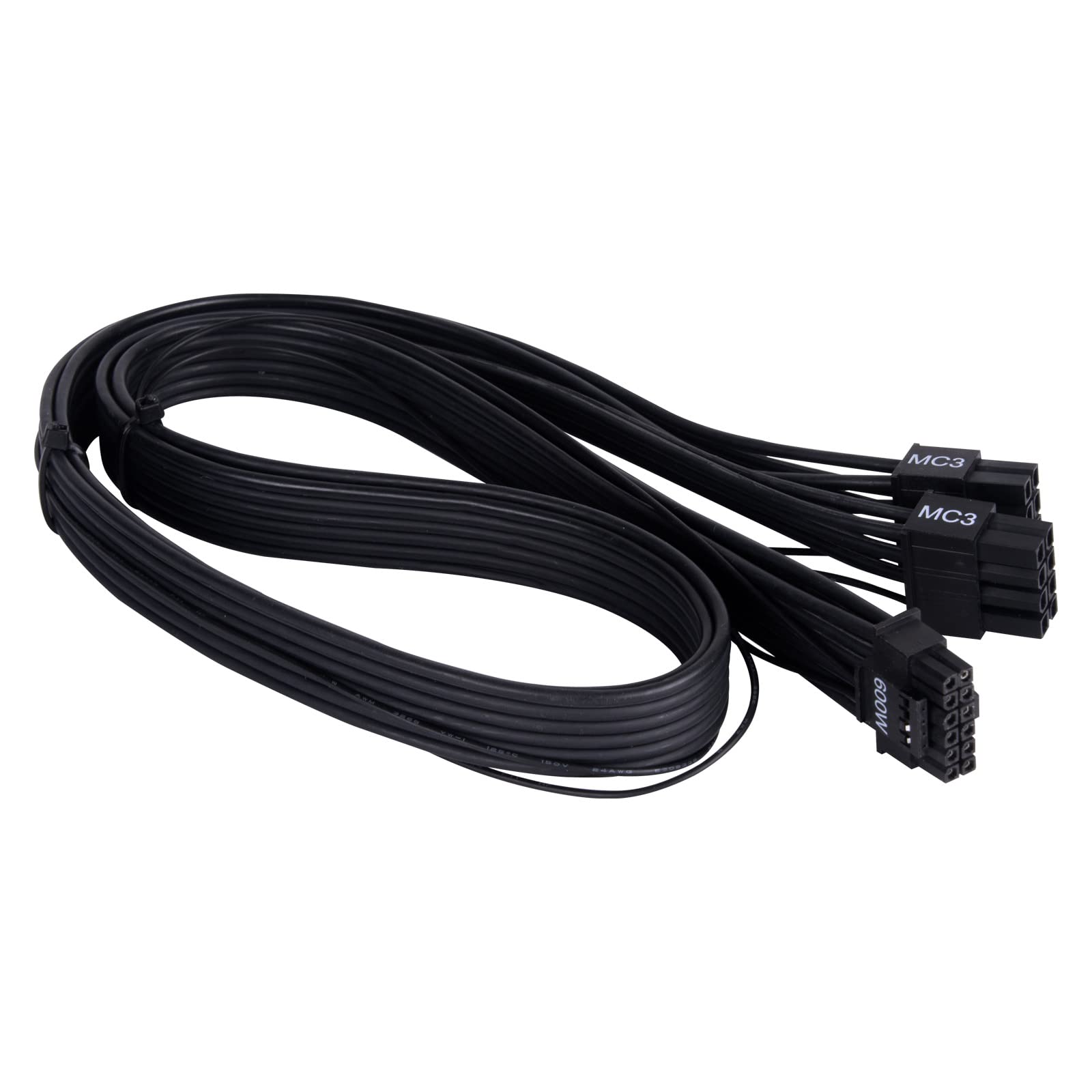 Sst Pp14 Eps75, 2X Eps 8Pin To 1X 16P 12Vhpwr Pcie 5.0 Cable,Black Flat Cable Design, Ul4411 16Awg 750Mm, High Conductivity Copp