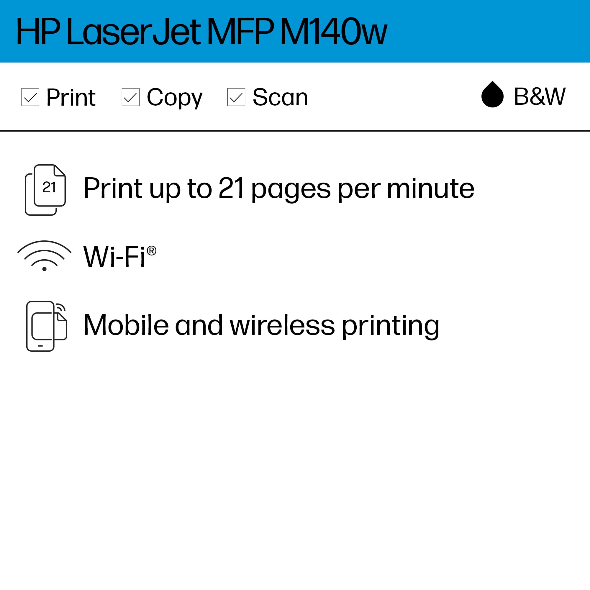 Hp Laserjet Mfp M140W Wireless Printer, Print, Scan, Copy, Fast Speeds, Easy Setup, Mobile Printing, Best-For-Small Teams