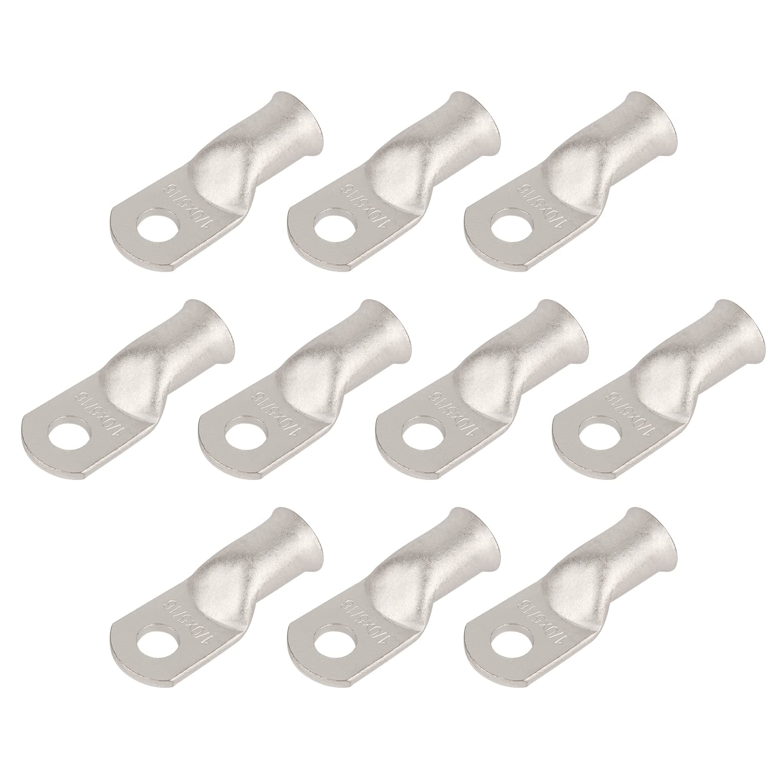Riocan 10Pcs 1/0 Awg 5/16   (M8) Tinned Ring Terminals 0 Gauge Copper Wire Lugs Battery Cable Ends Heavy Duty Battery Cable Term