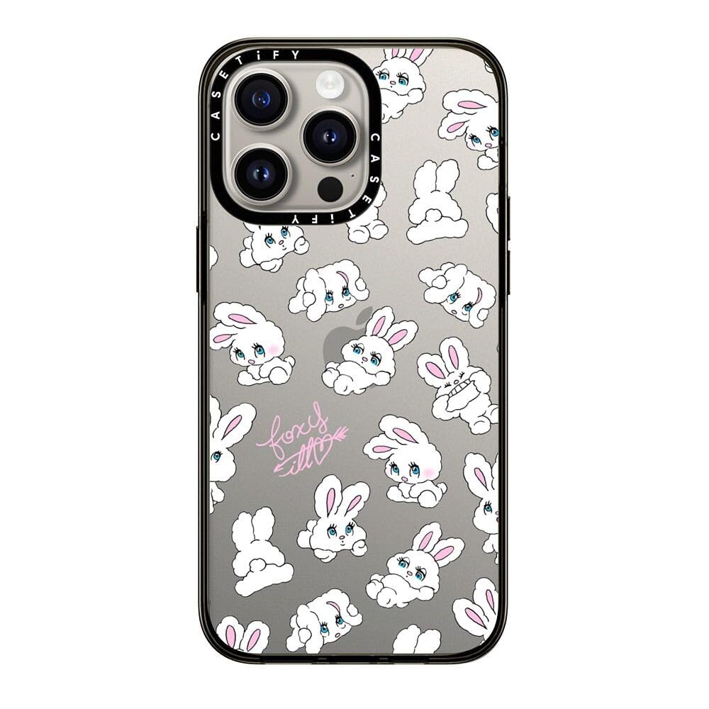 Casetify Compact Iphone 15 Pro Max Case [2X Military Grade Drop Tested / 4Ft Drop Protection]   Cute Prints   Bunnies   Clear Bl