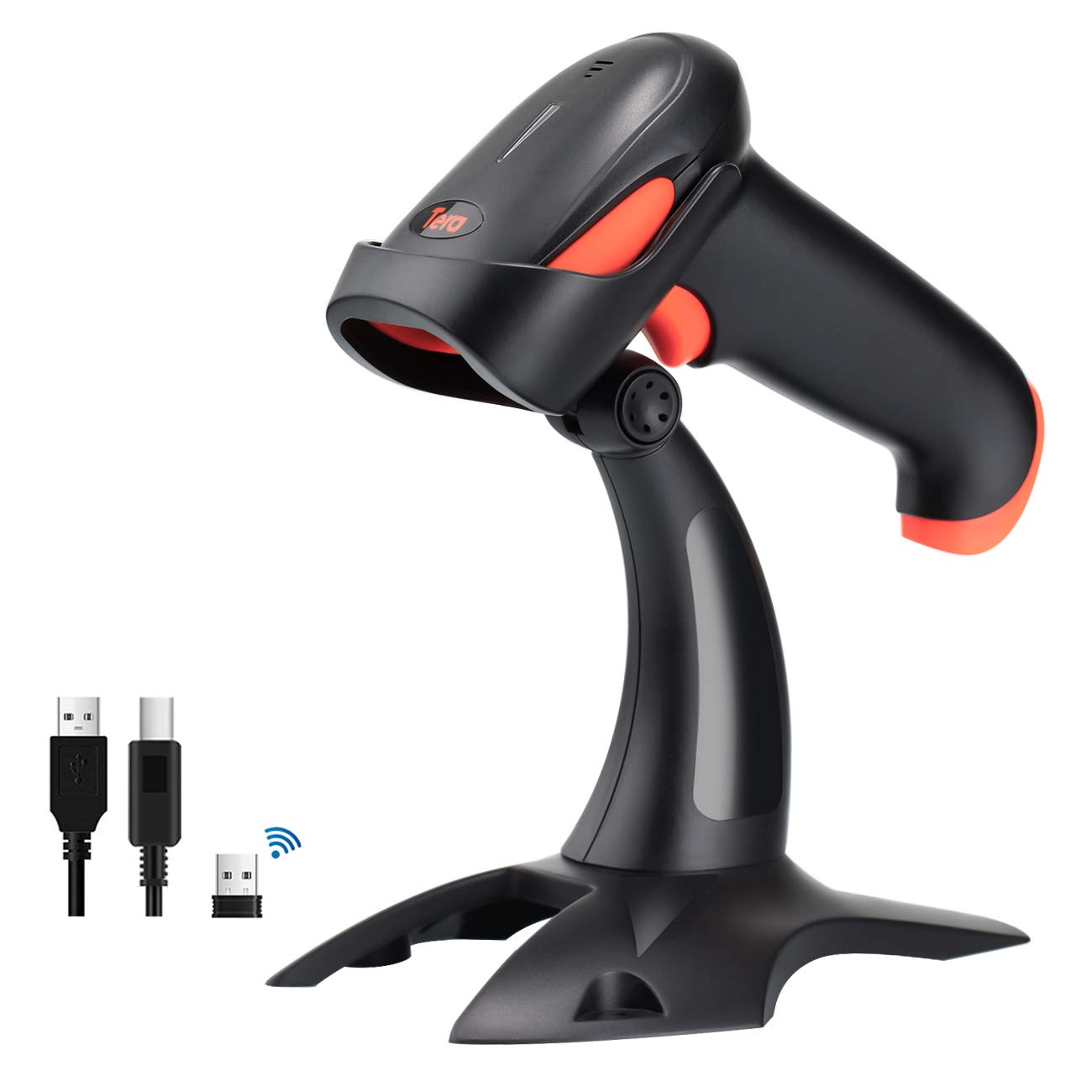 Tera Pro Fully Upgraded Wireless 2D QR Barcode Scanner with Stand, 3 in 1 Bluetooth & 2.4GHz Wireless & USB Wired, Connect Smart
