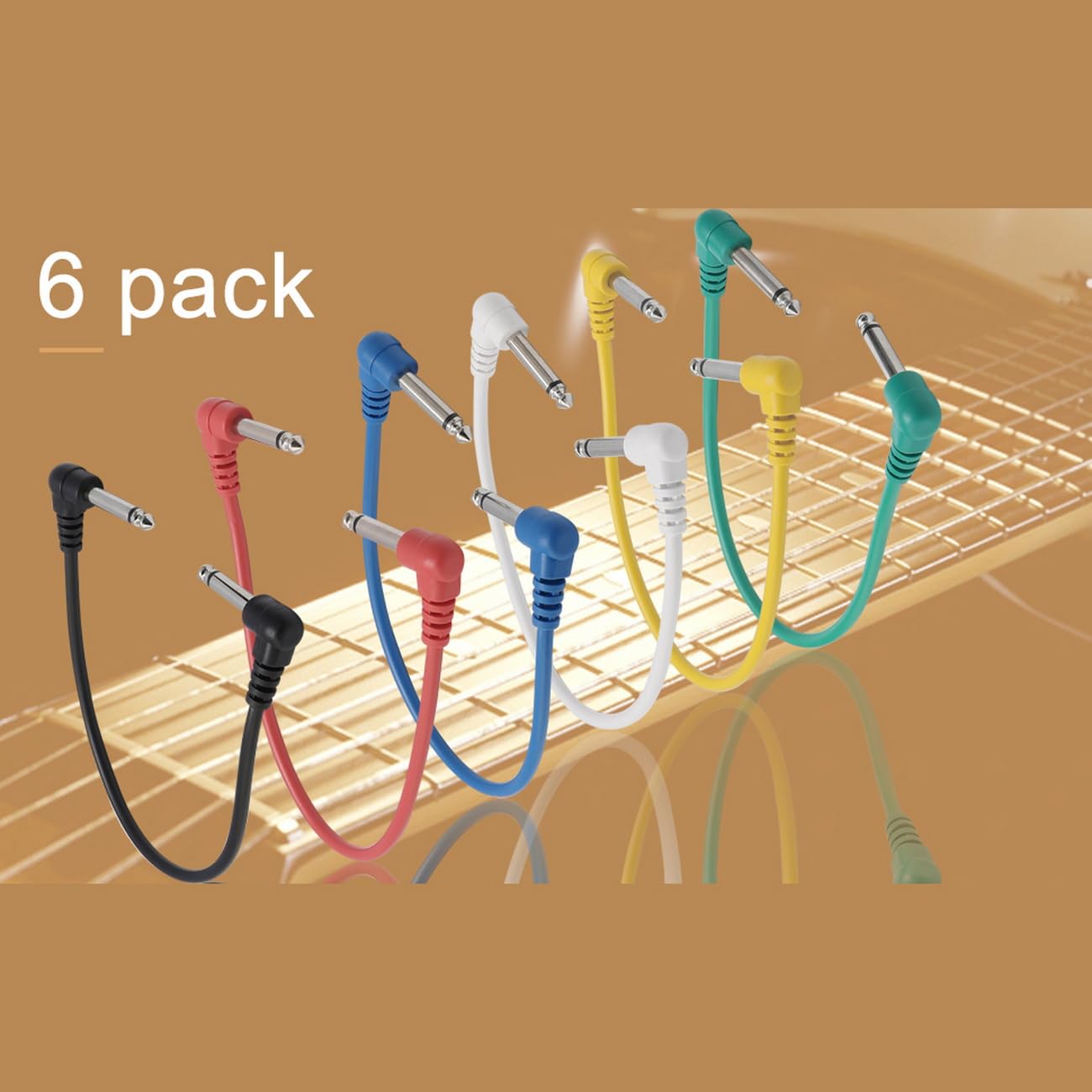 Jiuwu Anti Noise Guitar Cable Wire Effect Pedal Cable Cord, Short Audio Connection Cable 6.35Mm Pack Of 6