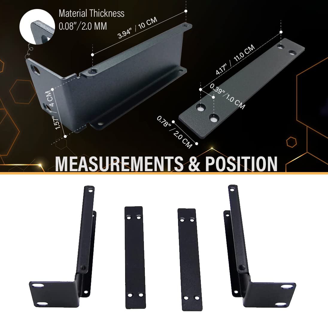 1U Rack Mount Bracket Kit Fit For Shure Slx4 Slxs Wireless Mic Dual Receivers Combining Together, Extra Strong