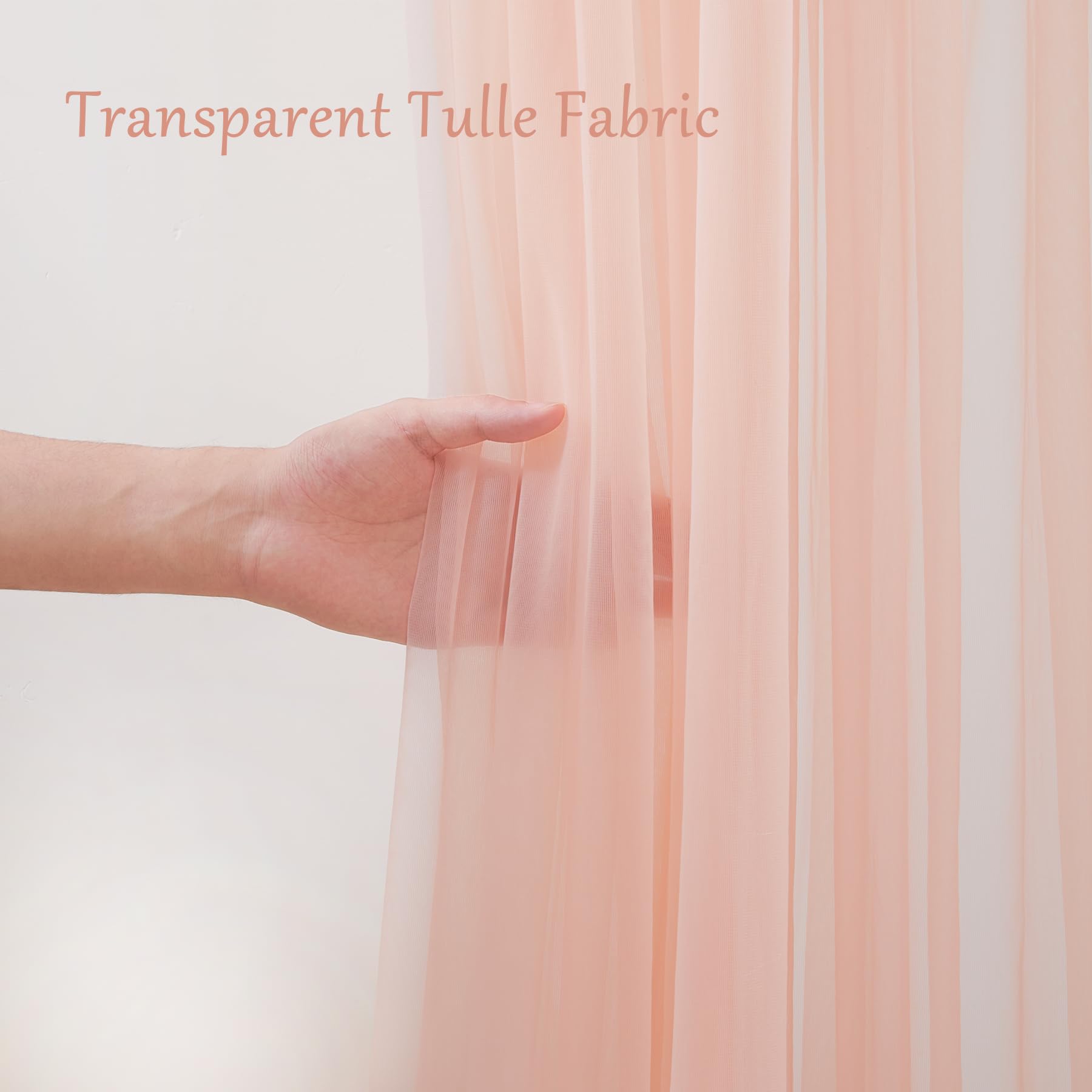 10X10 Peach Tulle Backdrop Curtains For Parties, Sheer Backdrop Curtain Wedding Photo Backdrop Drapes For Baby Shower Photograph