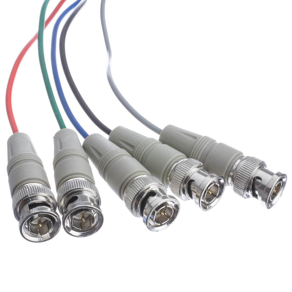 Cablewholesale 5 Bnc Male To 5 Bnc Male Rgbhv High Resolution Coaxial Cable, Double Shielded, 75 Ohm, 28 Awg, Beige, 25 Ft