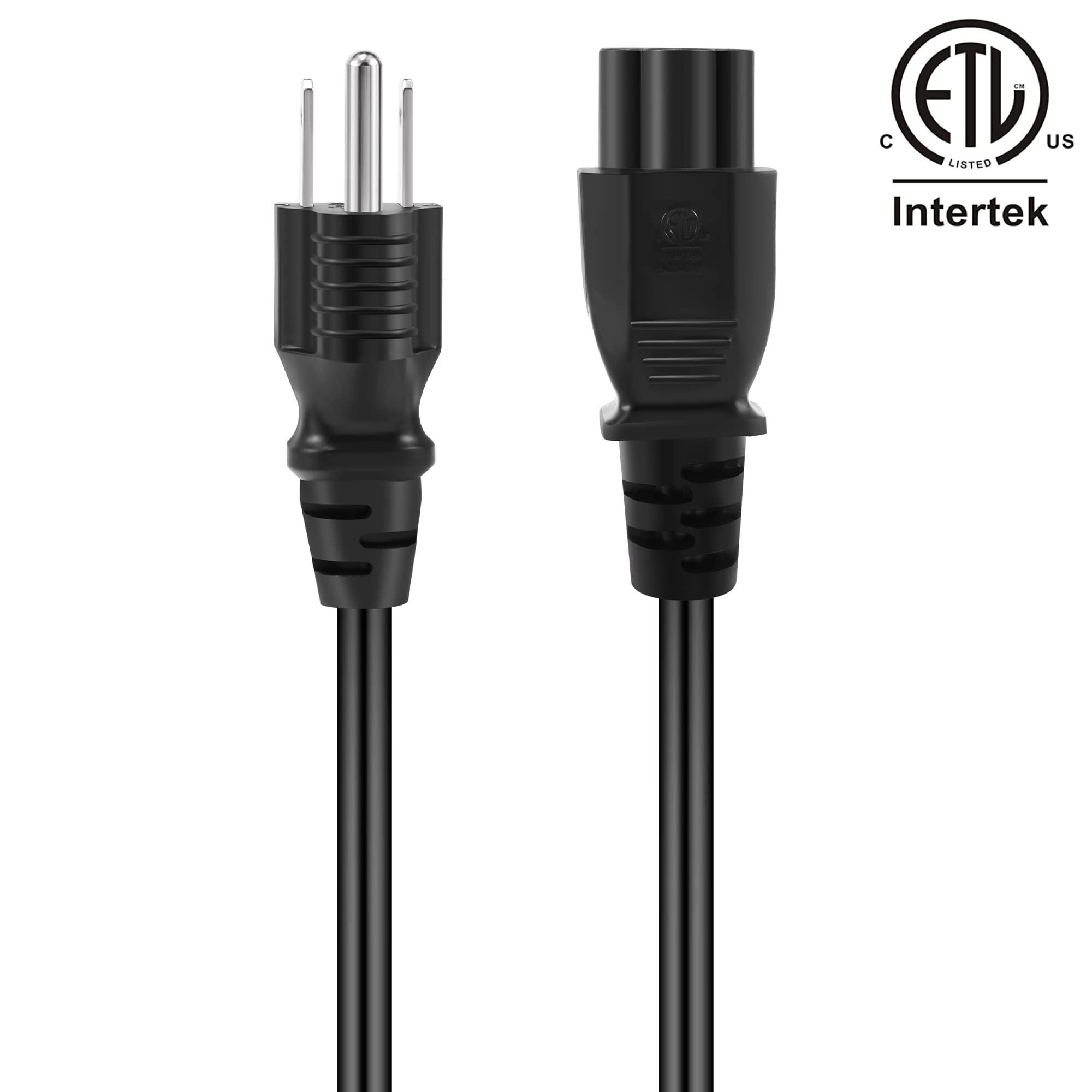 3 Prong Ac Laptop Power Cord 2 Feet (2 Pack), Nema 5 15P To C5 (Mickey Mouse) 10A 125V 18Awg, Iec 60320 Iec320 C5 To Nema 5 15P,