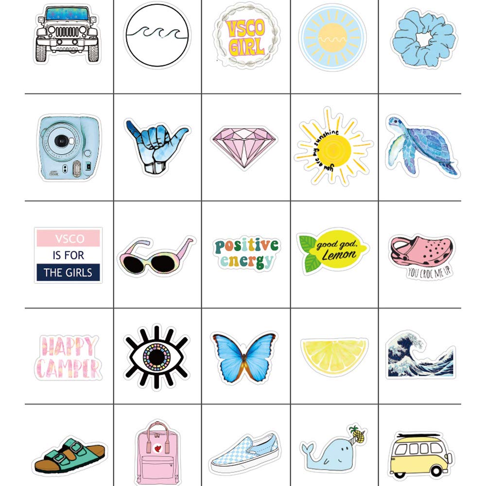 Vsco Stickers For Water Bottle 50 Packs, Cute Waterproof Aesthetic Vinyl Decal Stickers For Teens Girls Perfect For Waterbottle