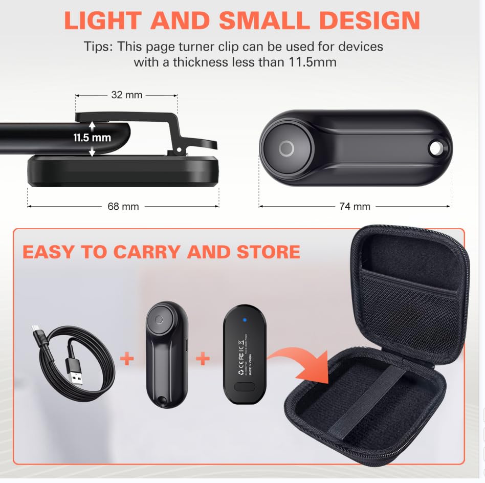 Oresoc Rf Remote Control Page Turner For Kindle Paperwhite Oasis Scribe Kobo,Kindle Accessories For Ereaders Iphone Ipad Android