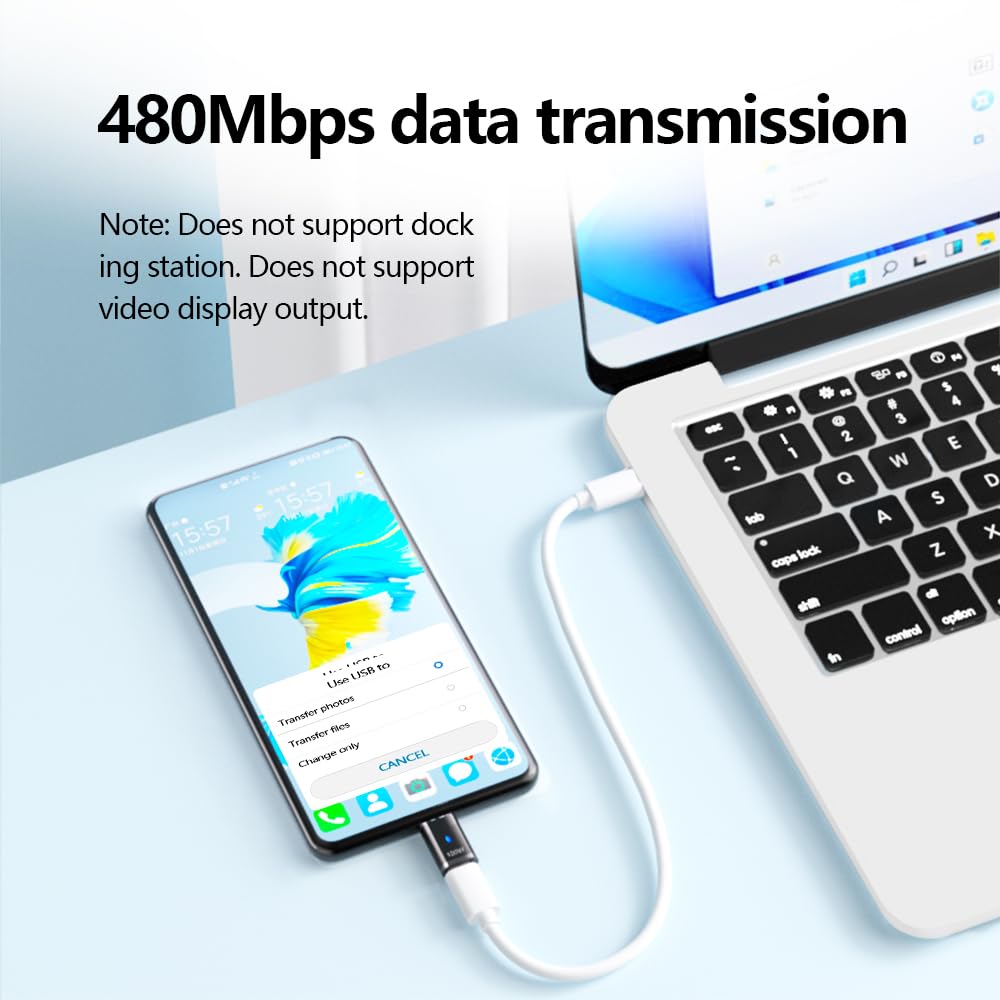 Sheeast Usb C Adapter Straight 2 Pack, Magnetic Usb C Adapter  3 Tips 120W Fast Charging 5Pin 480Mbps Data Transmission