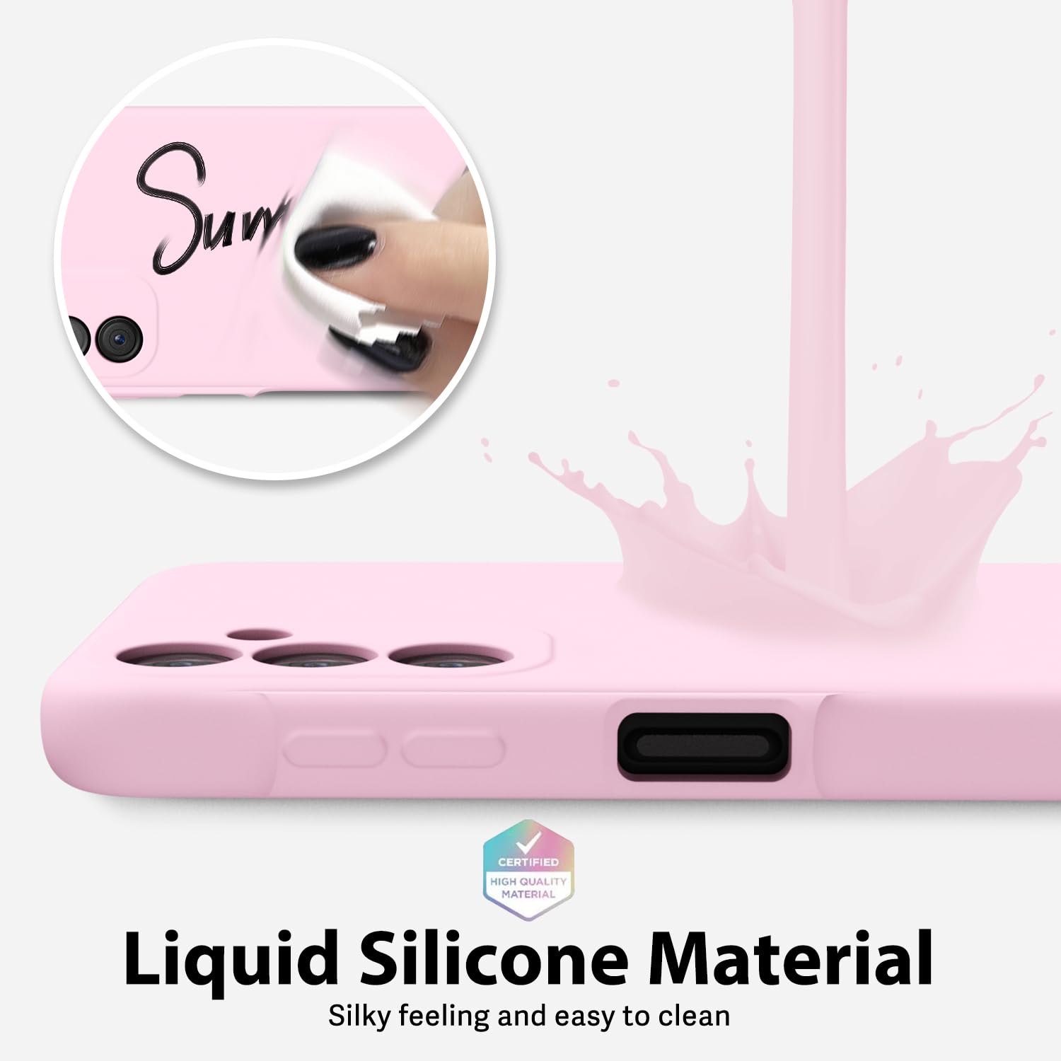 Oakxco For Samsung Galaxy A15 5G Case Liquid Silicone, Soft Rubber Gel Elegant Thin Slim Tpu Matte Smooth Case With Camera Lens