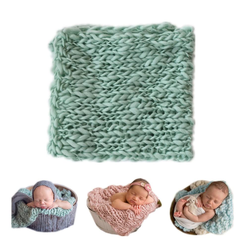Coberllus Newborn Baby Photo Props Blanket Handmade Knitted Twist Wrap Posing Aid Backdrops For Boy Girls Photography Shoot (Lig