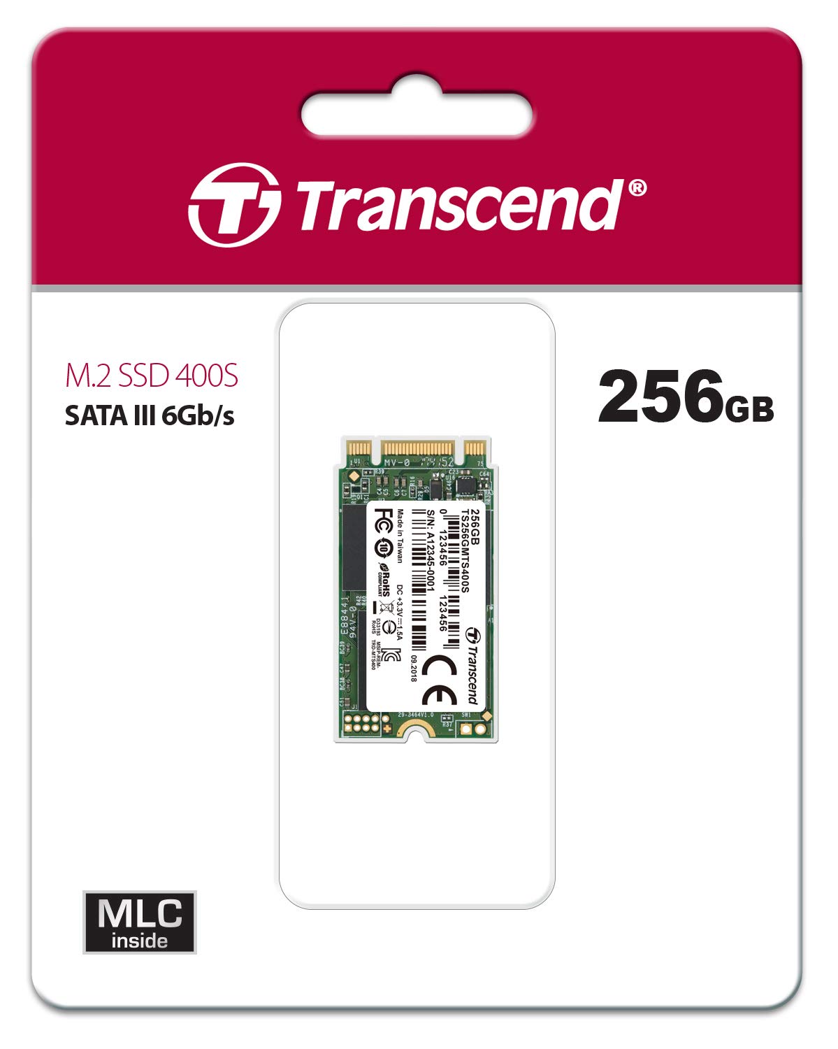 Transcend 256GB SATA III 6Gb/s MTS400 42 mm M.2 SSD Solid State Drive (TS256GMTS400)