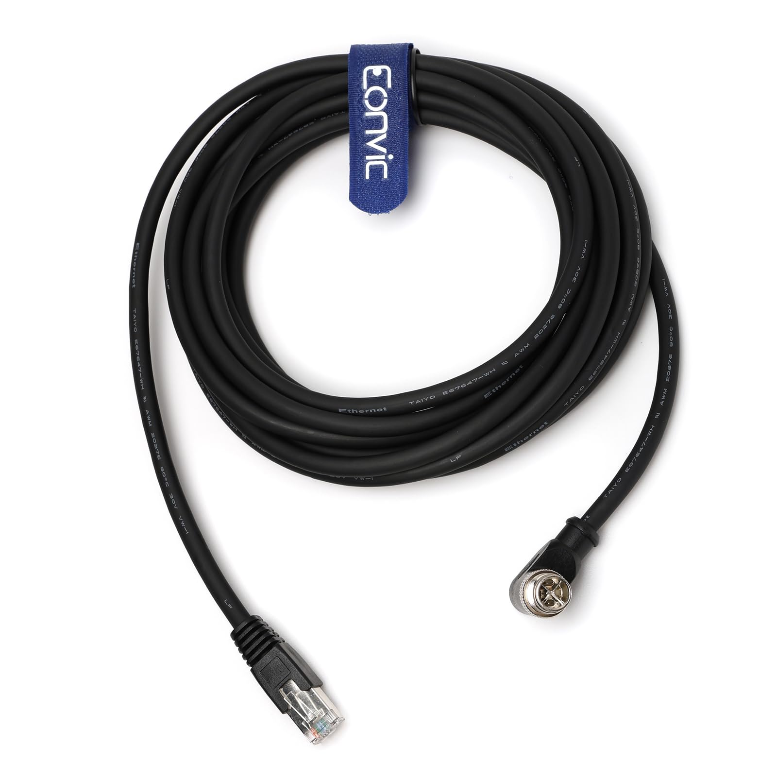 Eonvic Ethernet Cable M12 X-Type Right Angle 8 Position To Rj45 Industrial Ethernet Cable Waterproof High Flex Cable For Cognex