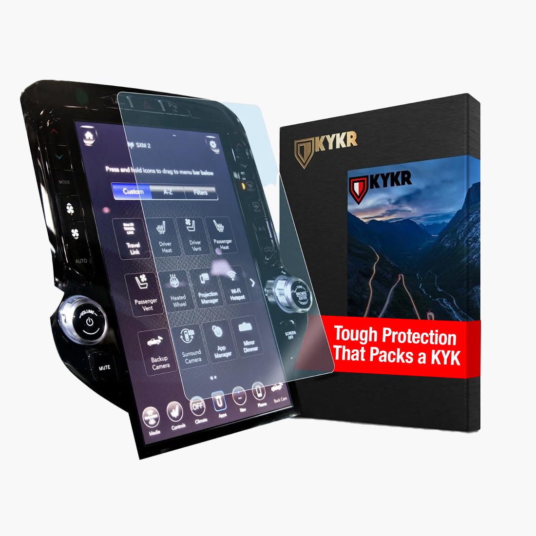 Kykr 12” Tempered Glass Screen Protector For 2019-2025 Dodge Ram 1500, 2500, 3500, 9H Hardened, Anti-Glare, And Anti-Scratch Glass, Easy To Apply, Water-Resistant Car Accessories, Gloss