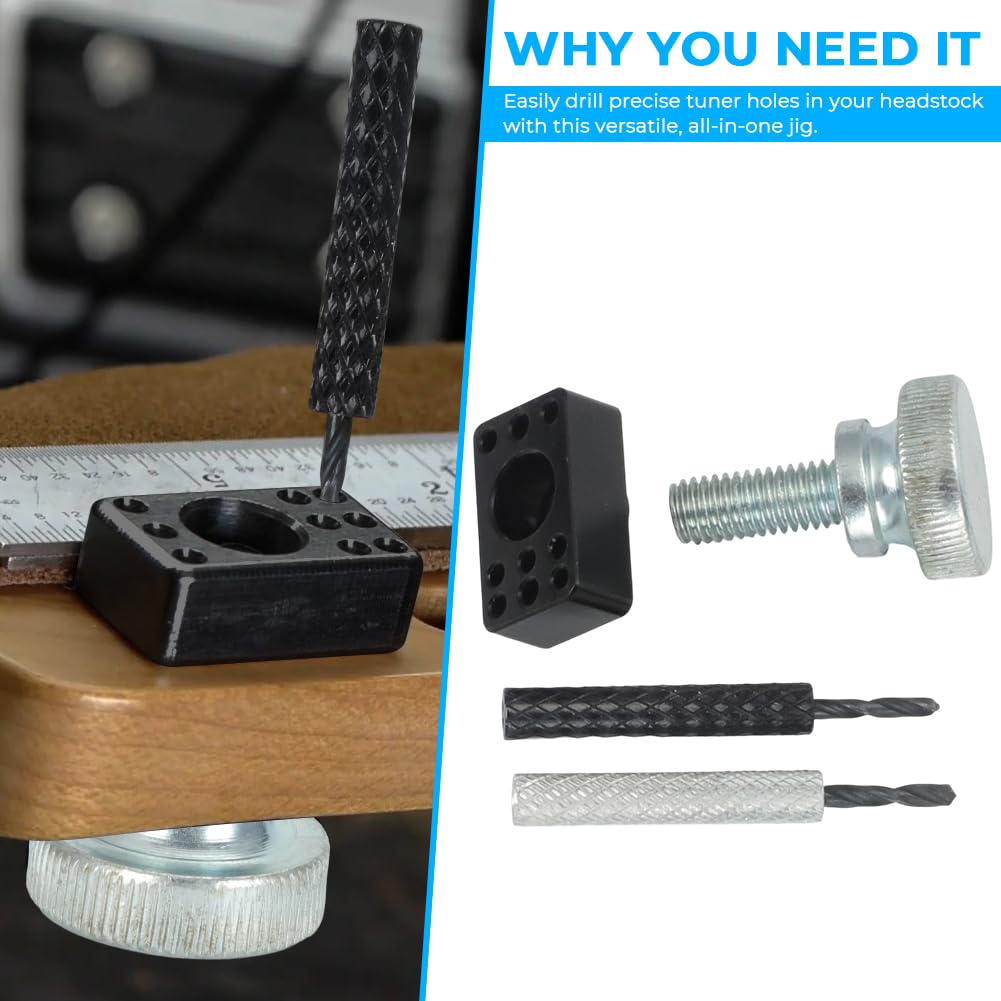 Autovic Guitar Tuner Drill Jig For Pin-Mount 6-In-Line Machine Heads - Compatible With Fender Stratocaster/Telecaster & Squier E