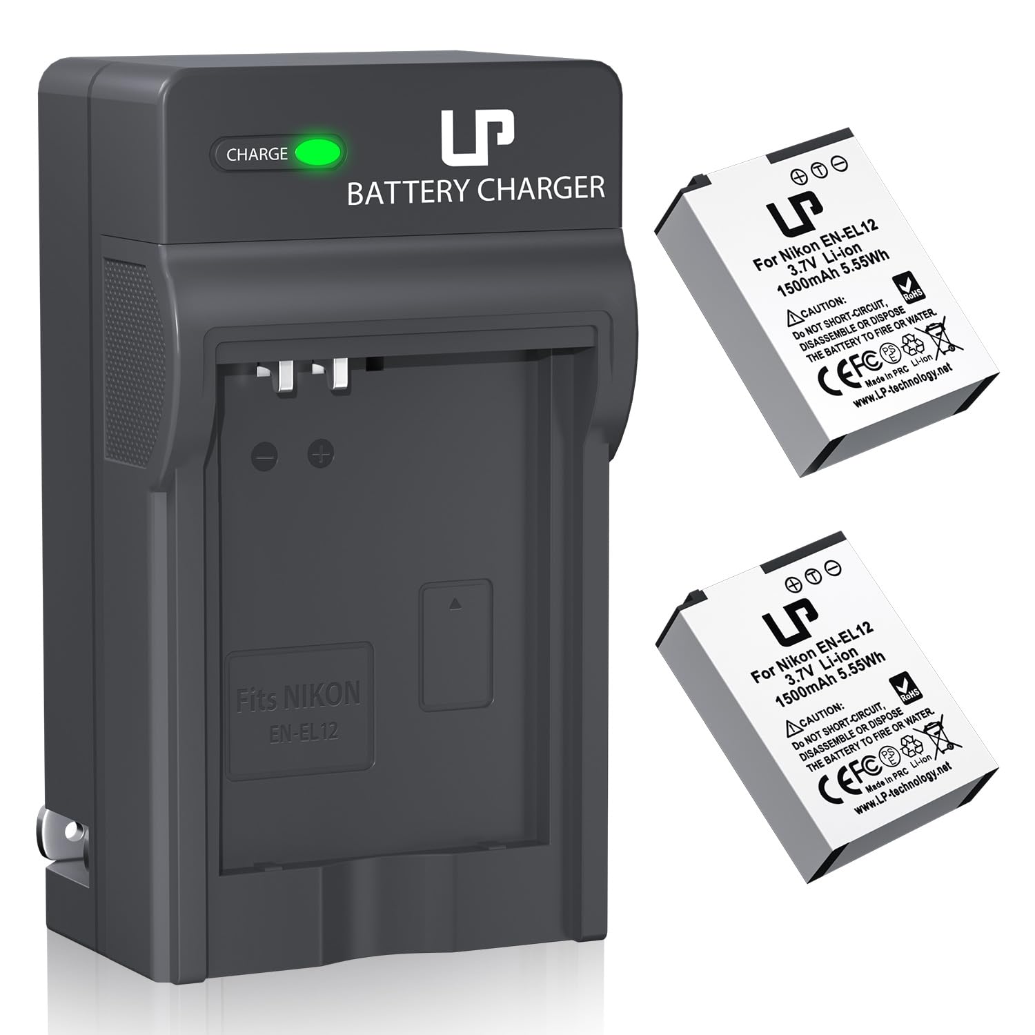 Lp En El12 Battery Charger Pack, 2 Pack 1500Mah Batteries For Nikon Coolpix A1000, B600, Coolpix Aw130, A900, W300, S1200Pj, S99
