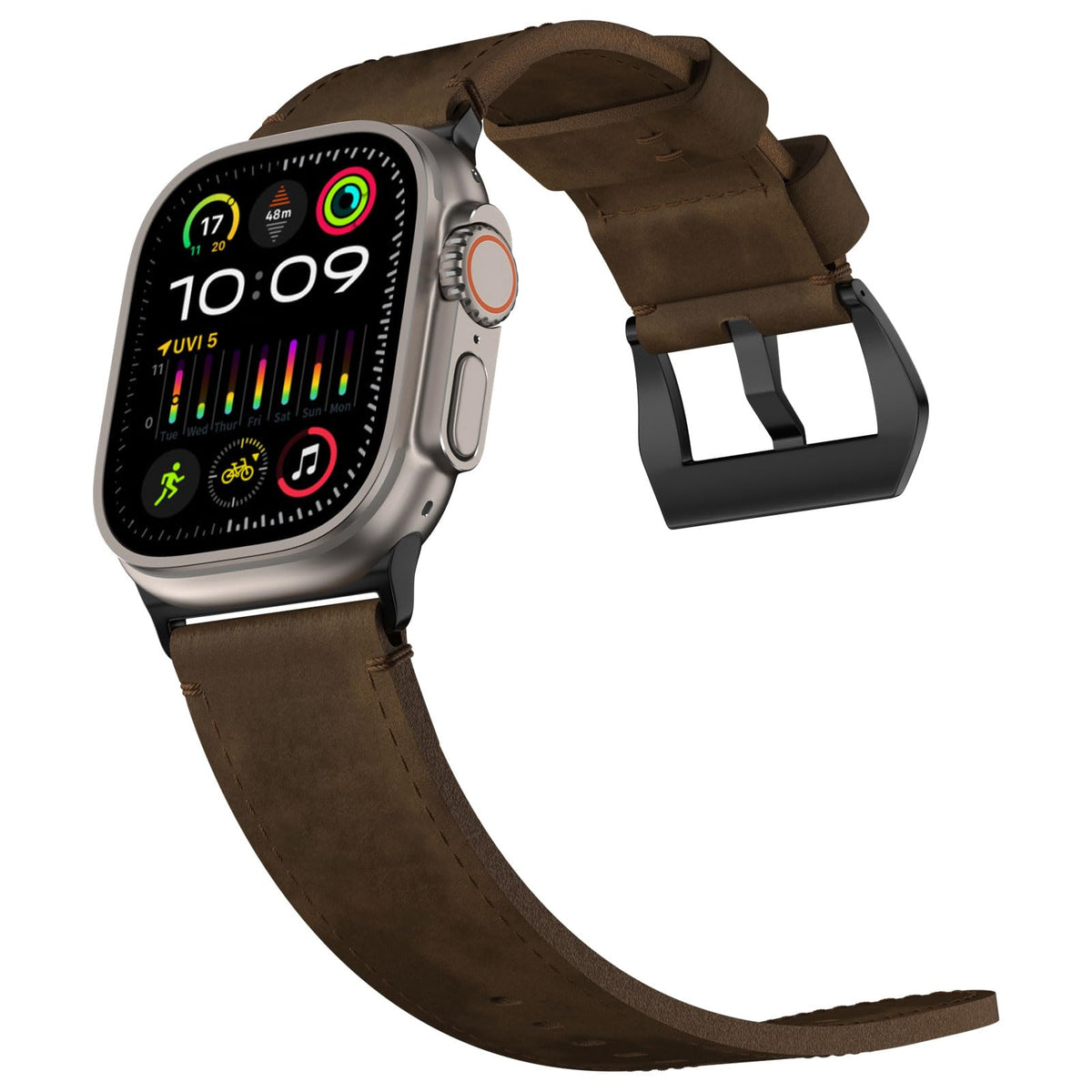 Vsant Vintage Leather Band Compatible With Apple Watch Ultra 2 / Ultra Band 49Mm 46Mm 45Mm 44Mm, 26Mm Wide Crazy Horse Leather S