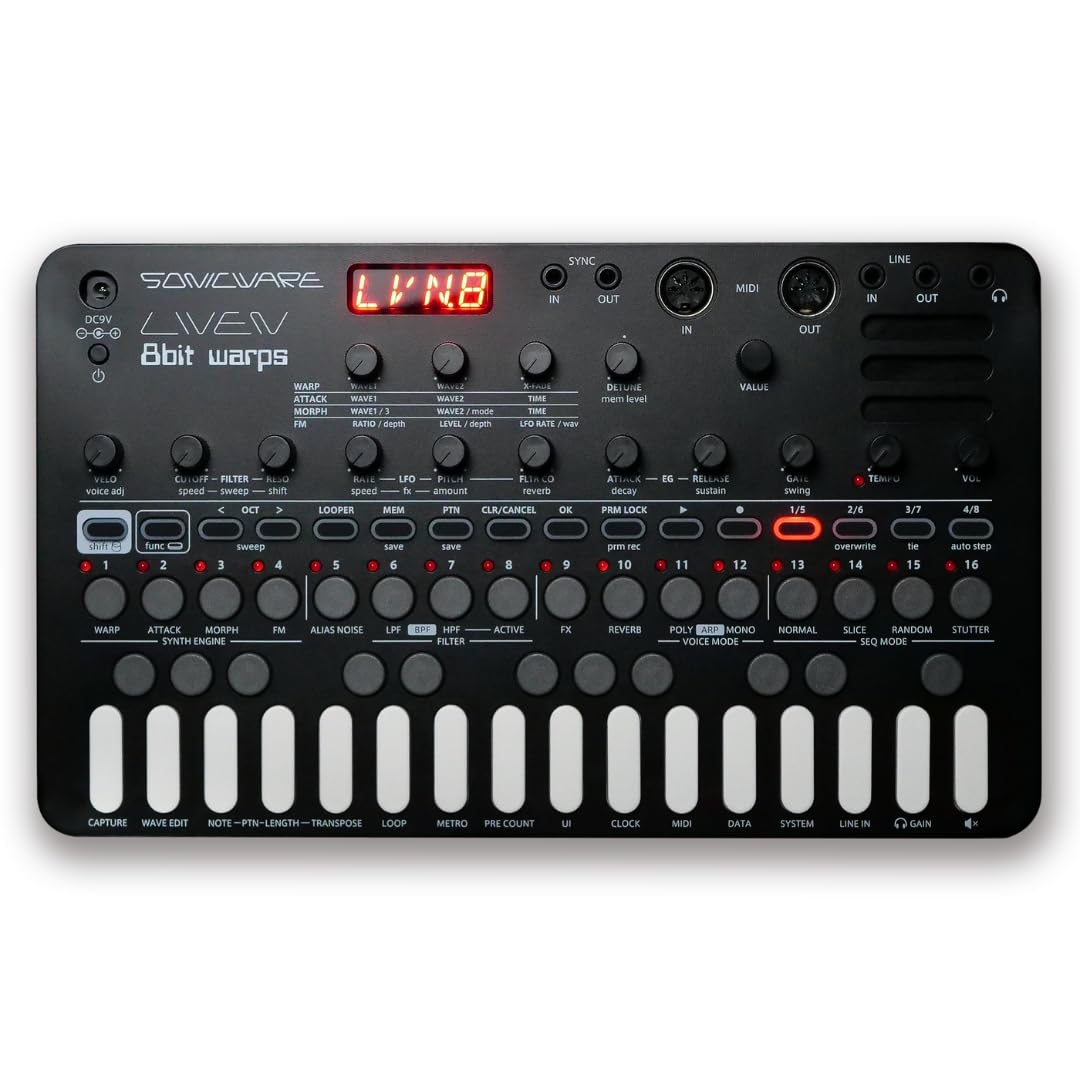 Sonicware Liven 8bit Warps [8-bit Synthesizer with 4-track Looper] - Portable, Battery-Powered & Built-in Speaker for On-the-Go 