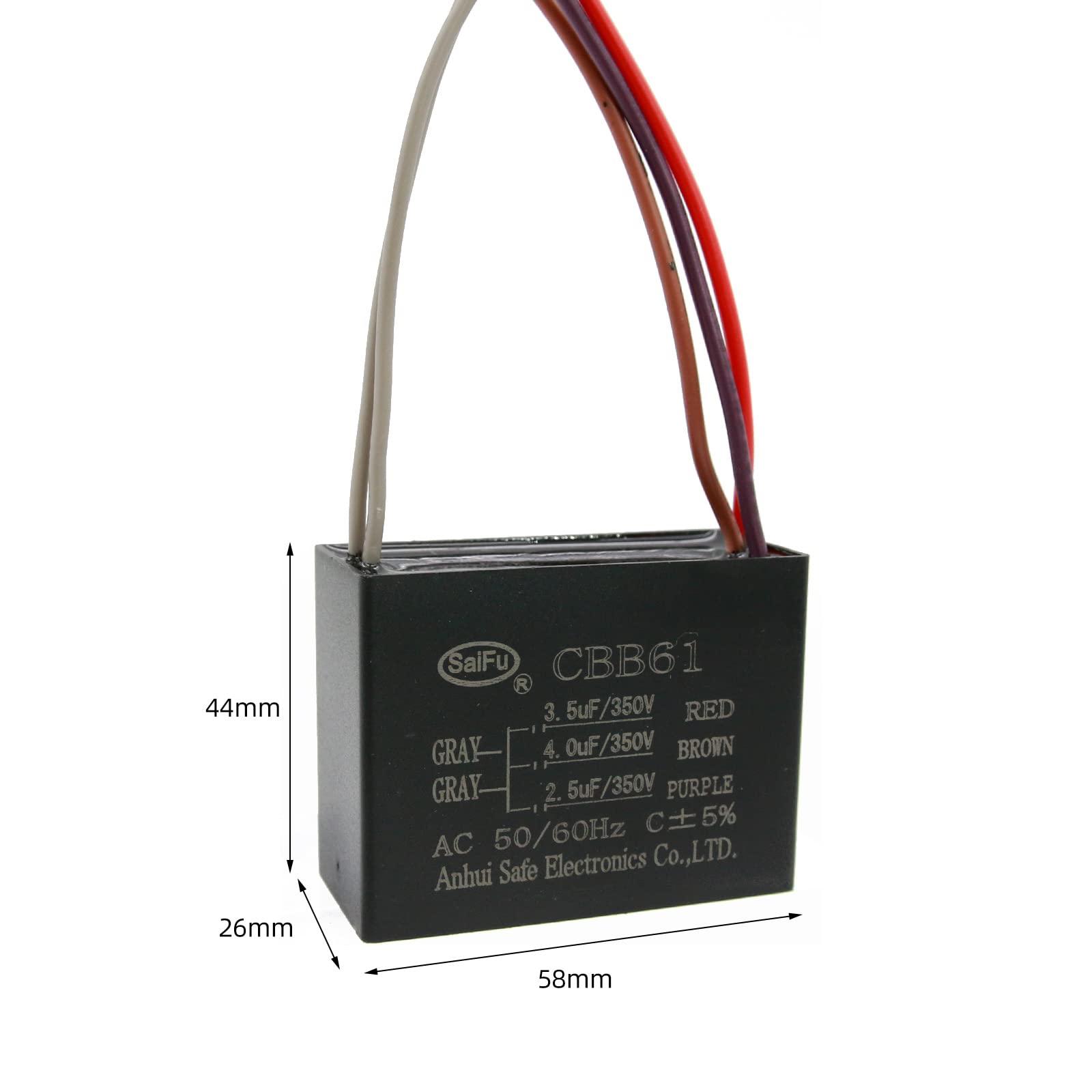 Akzytue Cbb61 Capacitor 3.5Uf+4Uf+2.5Uf 350V Ac Ceiling Fan 5 Wire 50/60Hz For Starting Electric Fan Generator Pump Motor