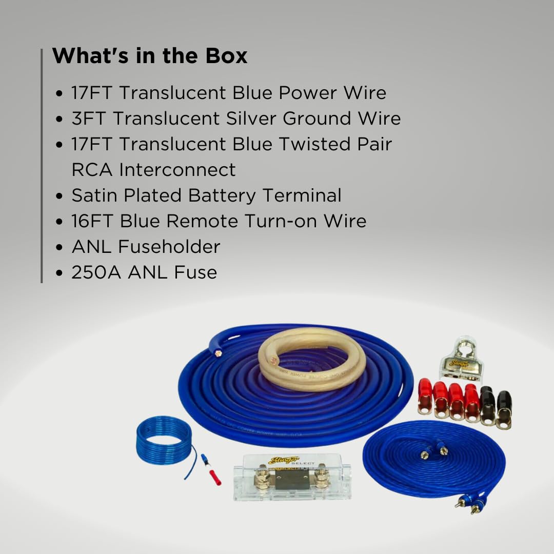 Stinger 1/0 Gauge Copper Amplifier Wiring Kit, 2400 Watt Sub Wiring Kit, Complete Amp Wiring Kit For Easy Installation (Ss2400Xs
